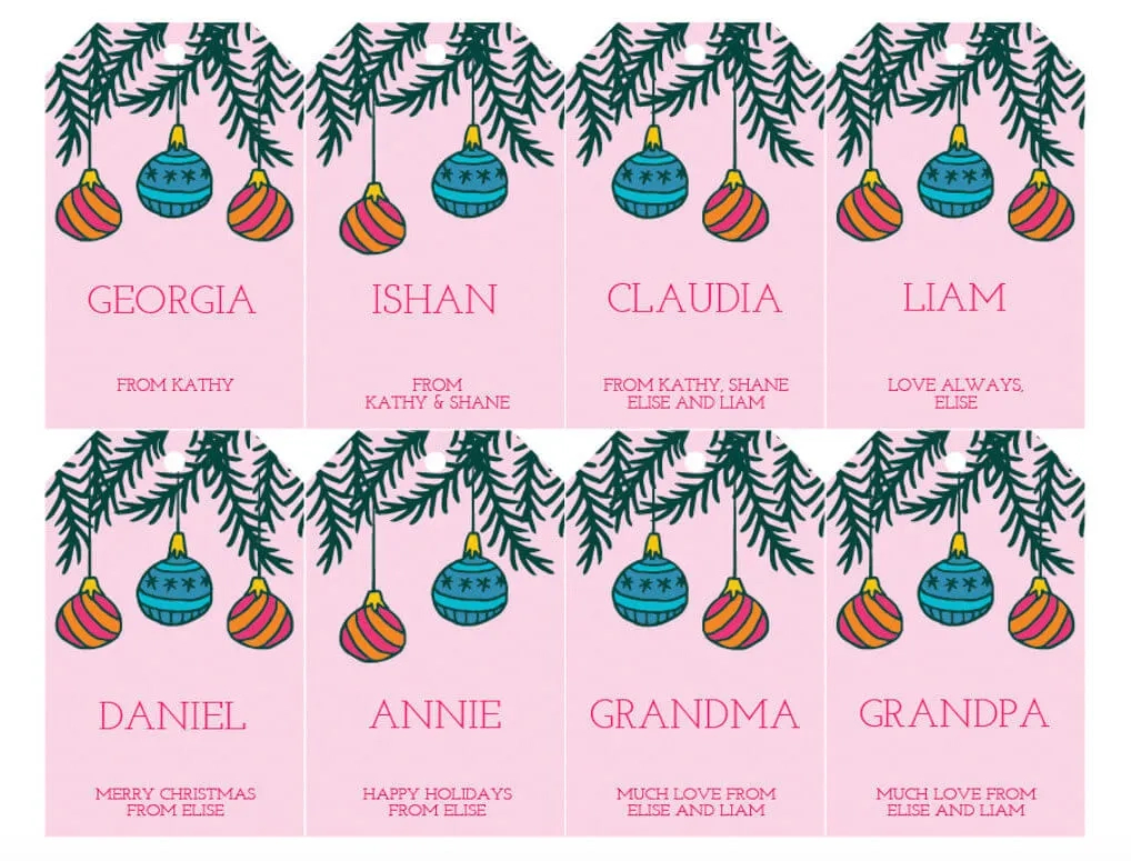 Free Printable Christmas Gift Tags In Pink - Editable - Merriment throughout Free Printable Editable Christmas Gift Tags