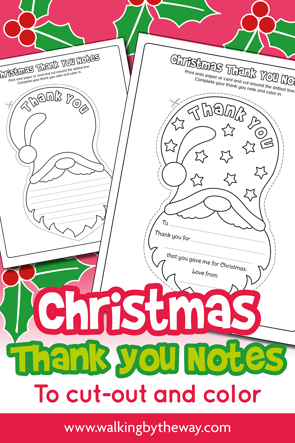 Free Printable Christmas Thank You Notes For Kids - Walkingthe Way with regard to Free Christmas Thank You Cards Printable