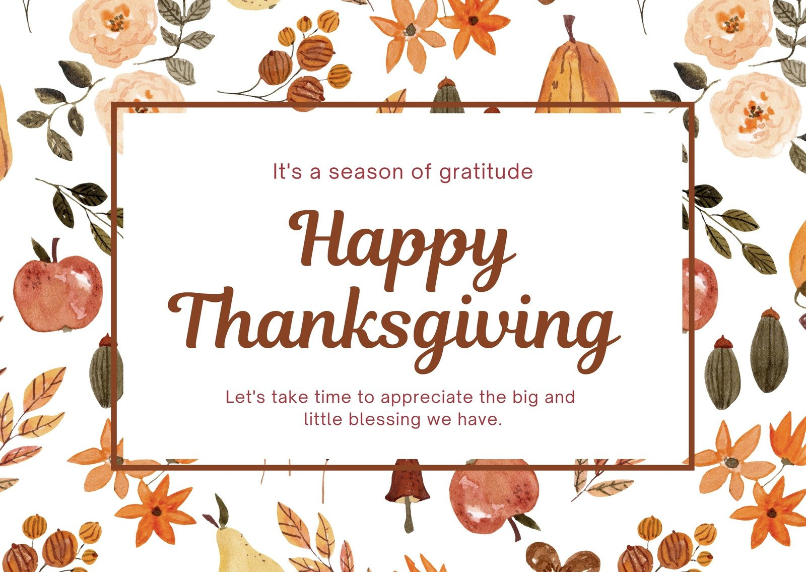 Free Printable, Customizable Thanksgiving Card Templates | Canva pertaining to Thanksgiving Thank You Cards Printable