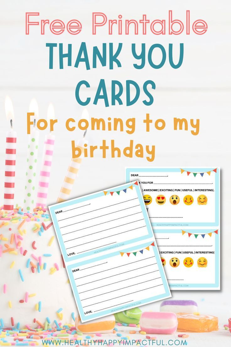 Free Printable 🥳 Thank You For Coming To My Birthday Cards inside Printable Free Thank You Cards For Birthday