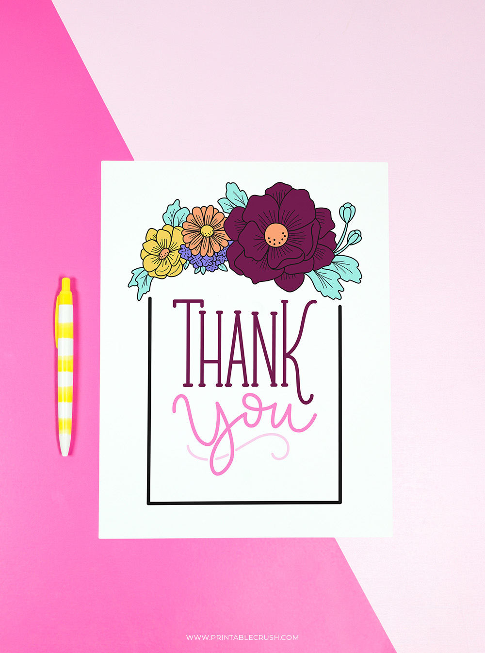 Free Printable Floral Thank You Cards pertaining to Flower Thank You Cards Printable