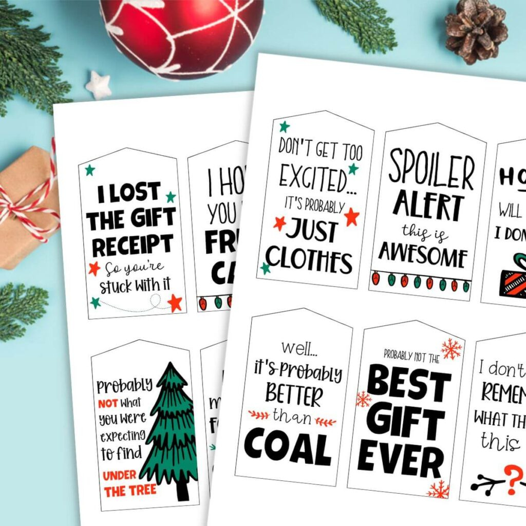 Free Printable Funny Christmas Gift Tags - The Savvy Sparrow throughout Printable Funny Christmas Tags