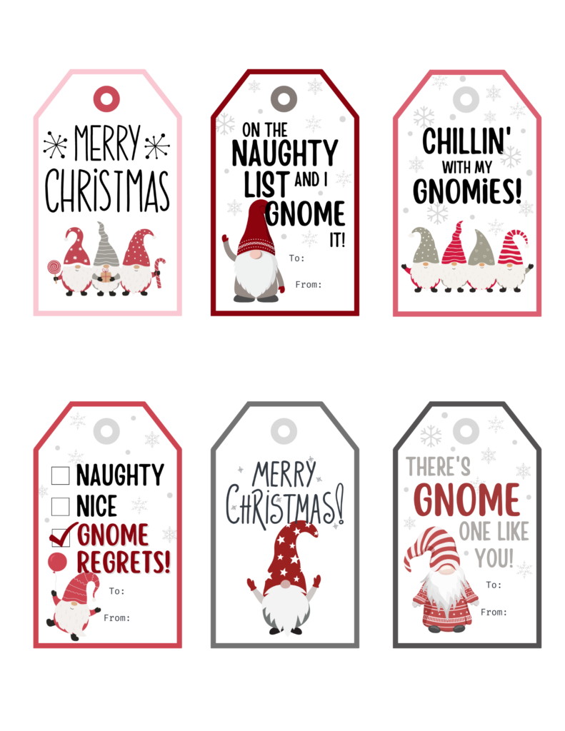 Free Printable Gnome Christmas Gift Tags | Baking You Happier within Cute Printable Christmas Tags
