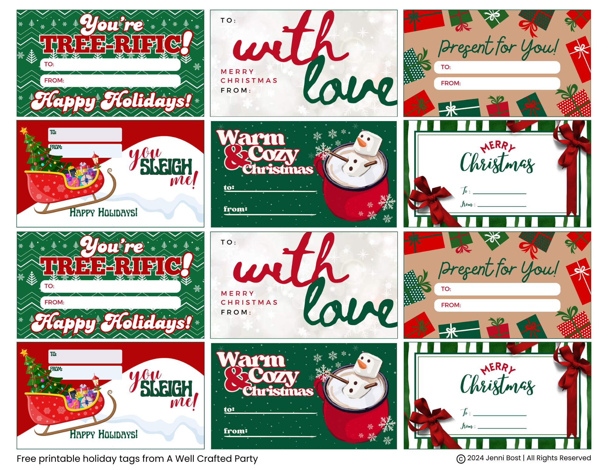 Free Printable Holiday Gift Tags – A Well Crafted Party for Printable Christmas Tags For Gifts