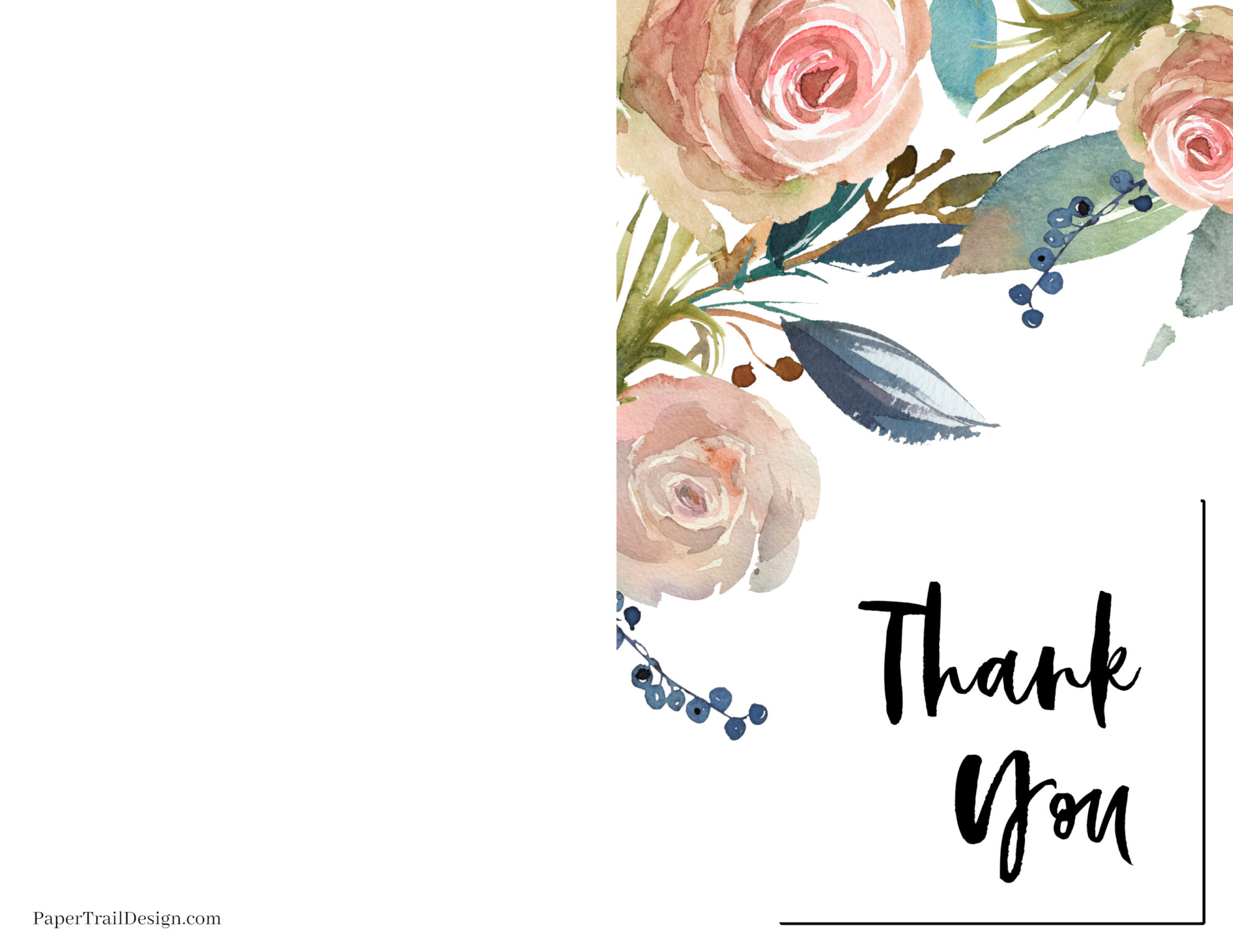 Free Printable Thank You Cards - Paper Trail Design pertaining to Online Printable Greeting Cards For Thank You
