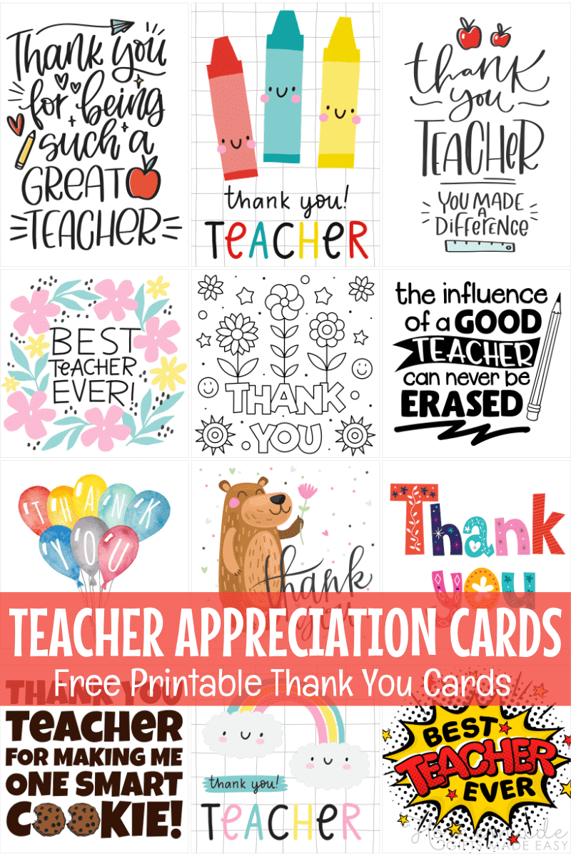Free Teacher Appreciation Cards &amp;amp; Thank You Cards For Teachers 2025 in Printable Thank You Cards For Teachers