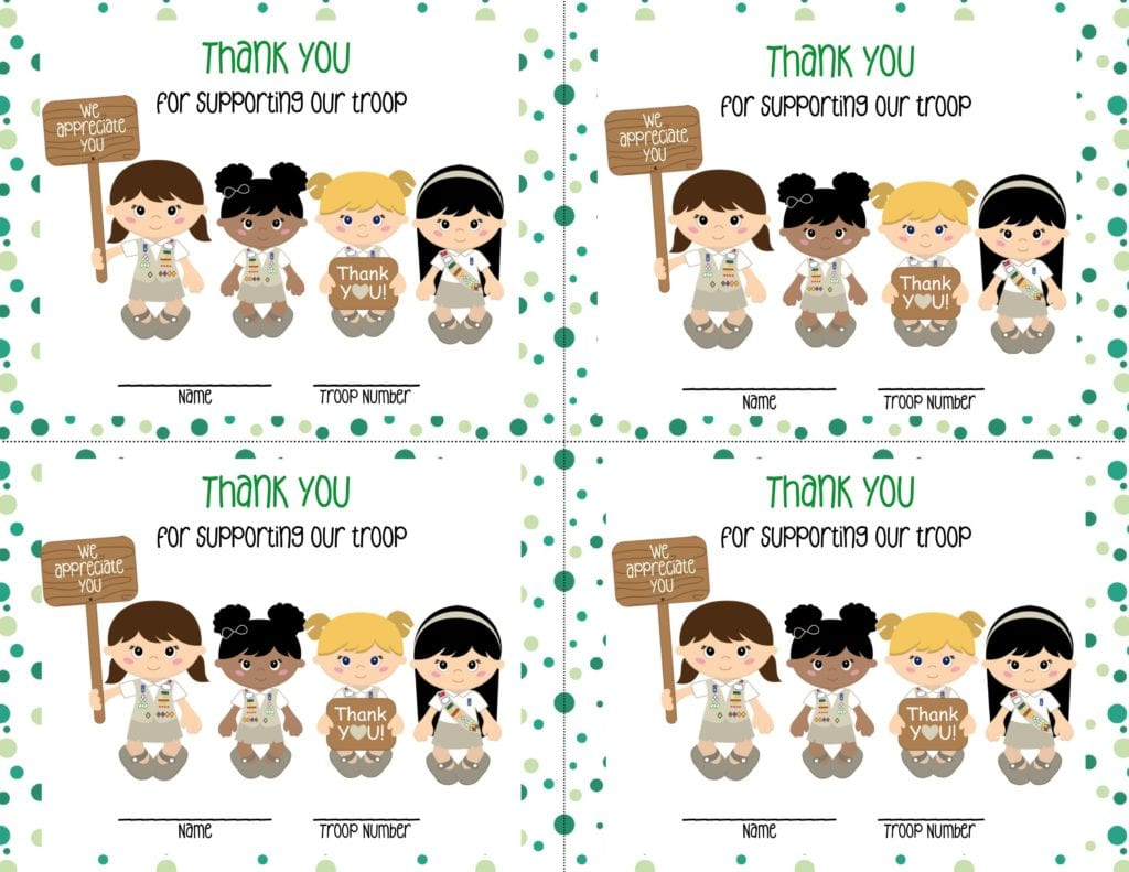 Free Thank You Cards For Girl Scouts | Clementine County for Free Printable Girl Scout Thank You Cards