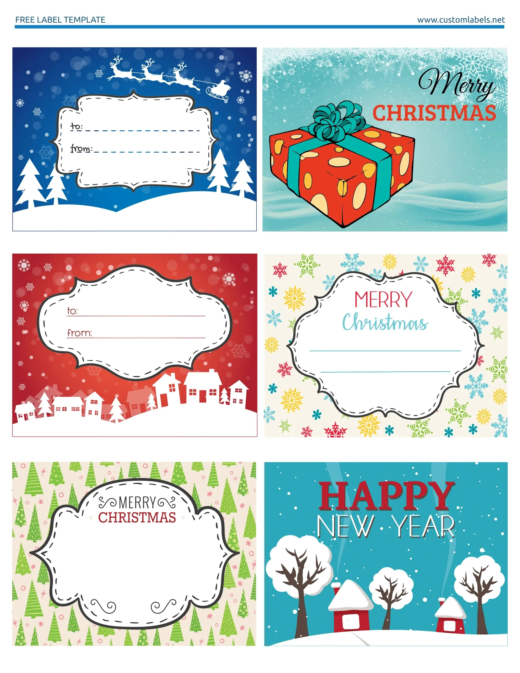 Fun And Colorful Christmas Labels - Free Printables pertaining to Free Printable Christmas Tags Template