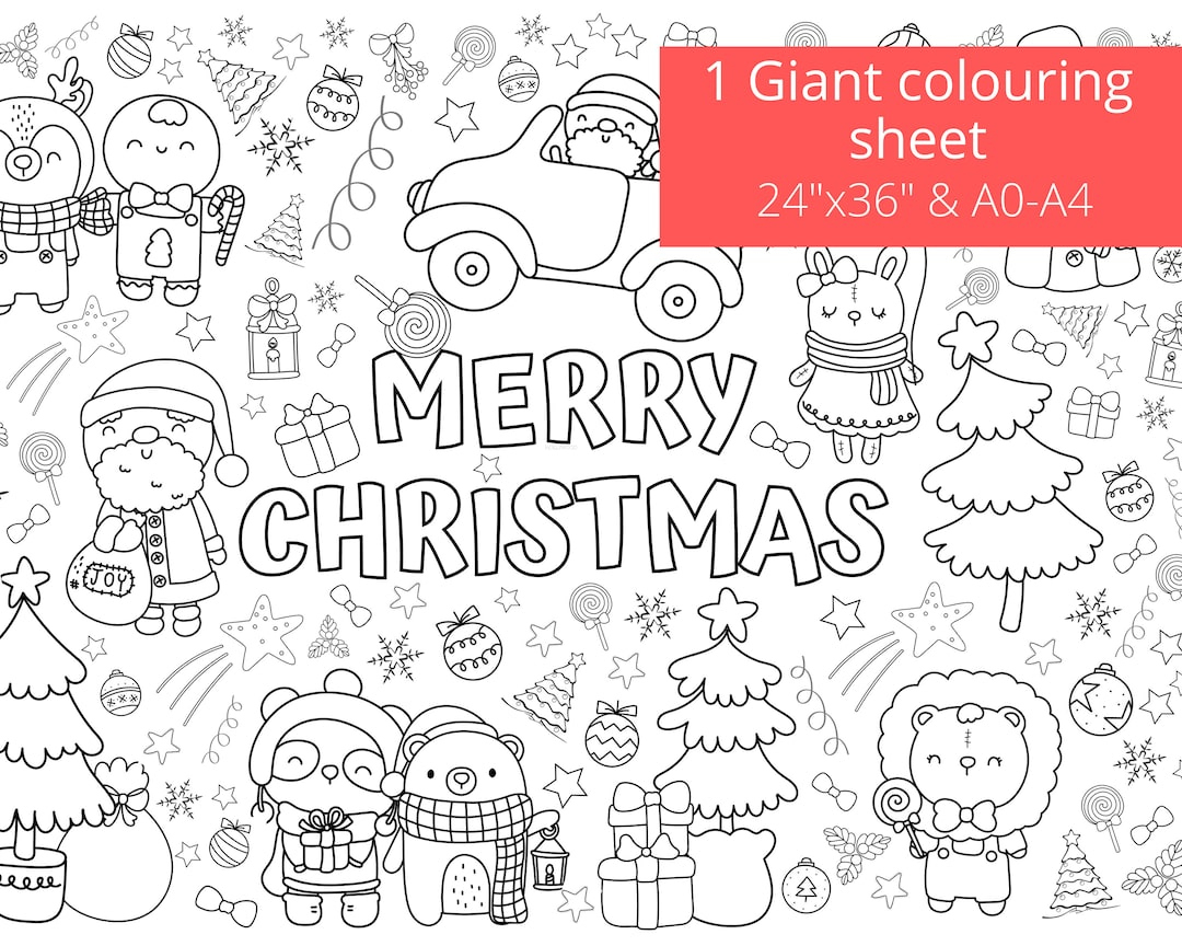 Giant Christmas Coloring Page, Printable Activity Sheet (Digital pertaining to Christmas Printable Pictures