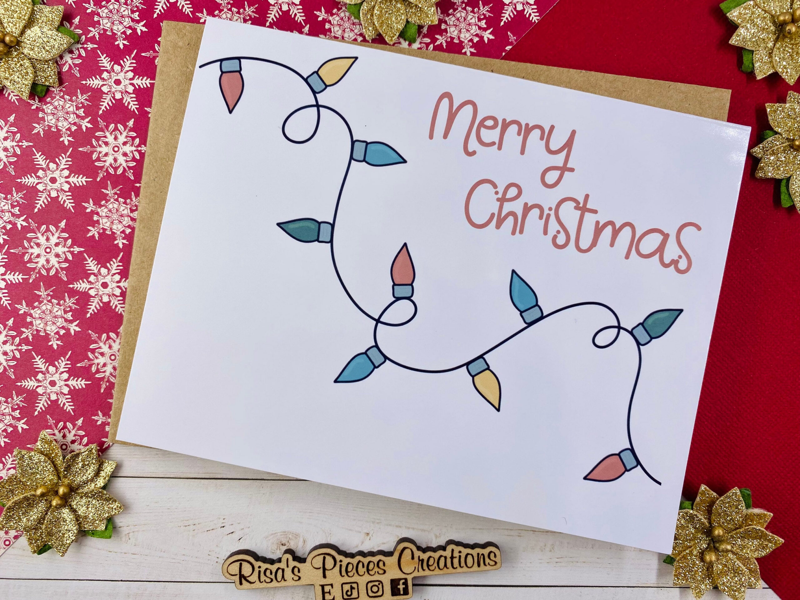 Glossy Christmas Lights Card, Christmas Card, Holiday Greeting, Seasonal  Cards, Merry Christmas, Cute Christmas Card, Holiday Lights for Christmas Card Design