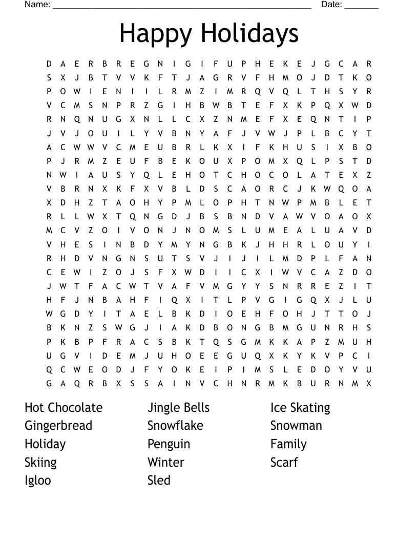 Happy Holidays Word Search - Wordmint pertaining to Holiday Word Search For Adults