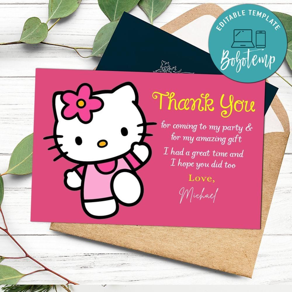 Hello Kitty Thank You Card Customizable Template Diy | Bobotemp for Hello Kitty Thank You Cards Printable Free