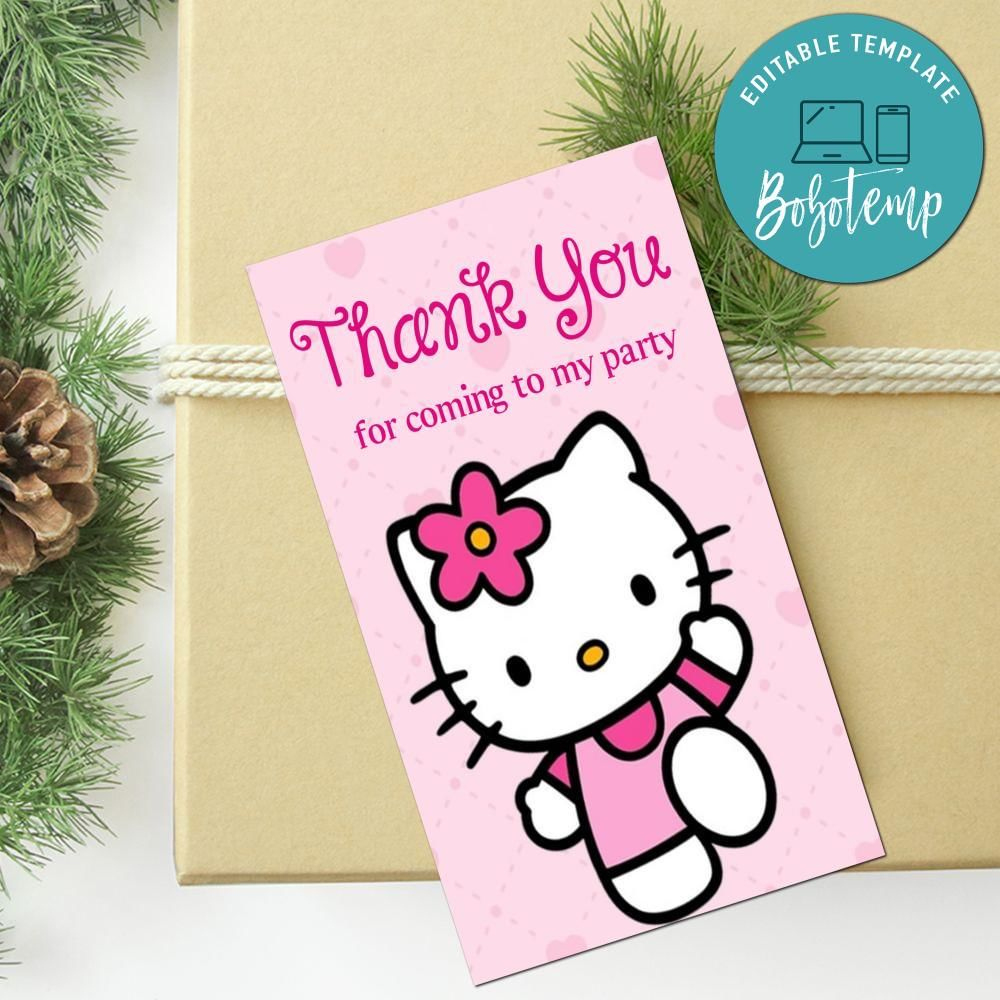 Hello Kitty Thank You Tag Customizable Template | Bobotemp for Hello Kitty Thank You Cards Printable Free
