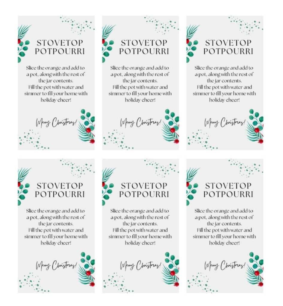 Holiday Potpourri inside Free Printable Christmas Potpourri Tags