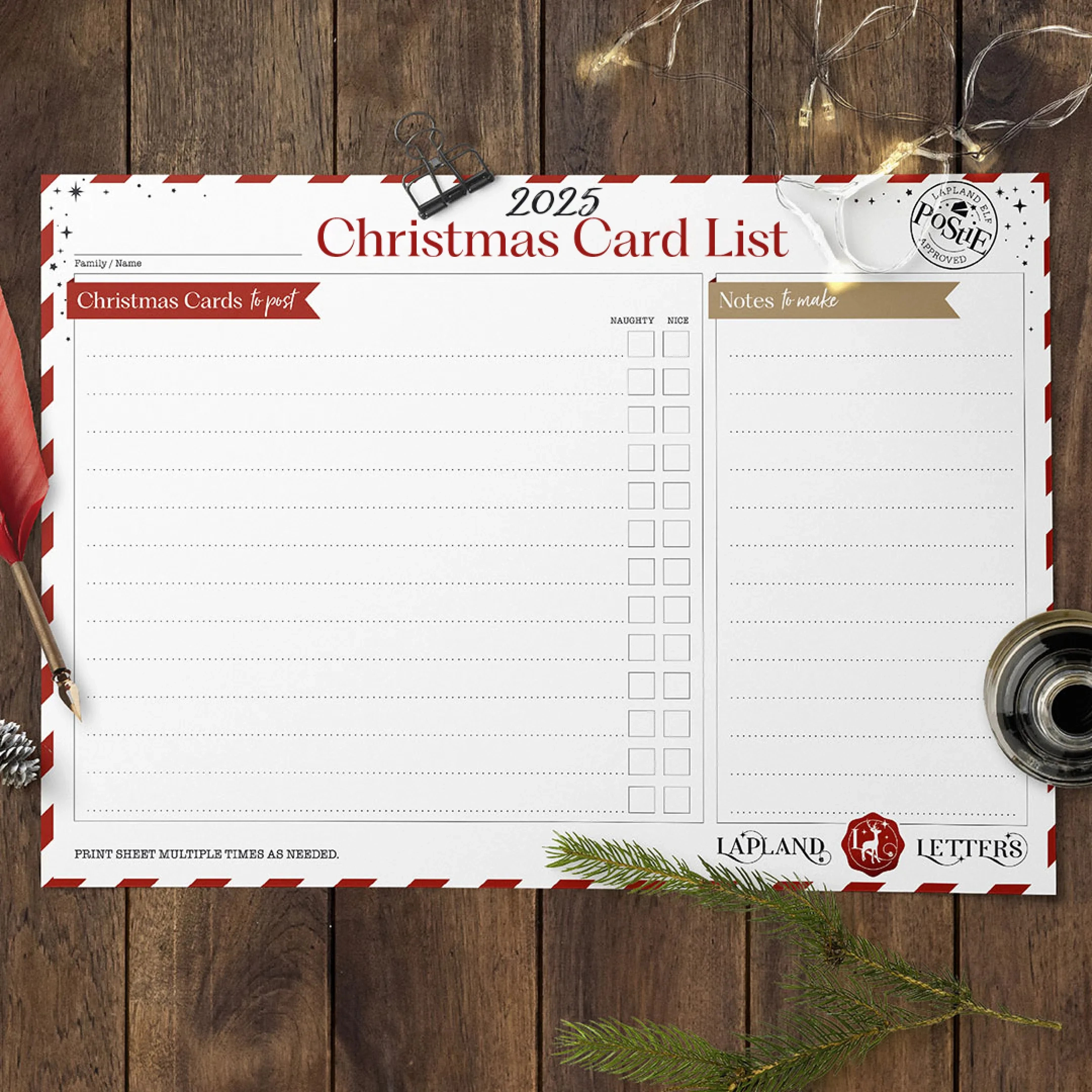 Lapland 2025 Christmas Planner | Lapland Letters with Printable Christmas Card List 2025