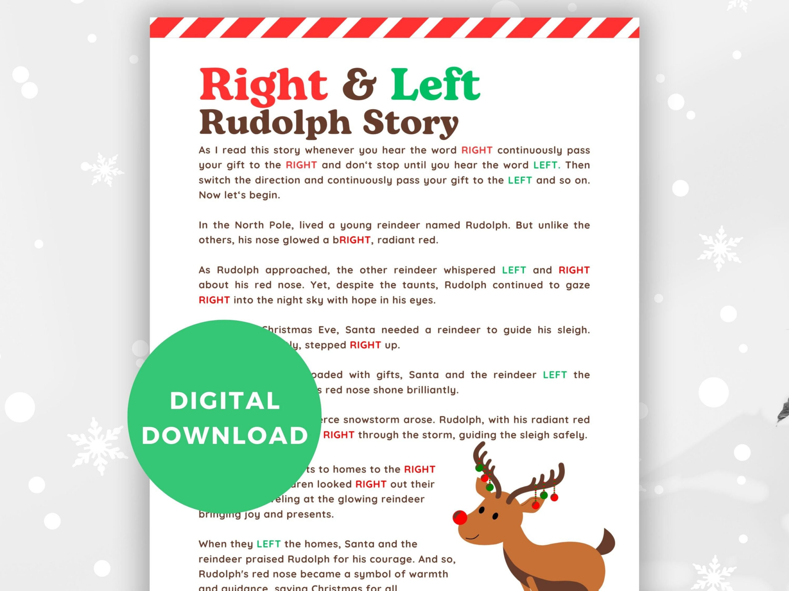 Left Right Christmas Game | Right Left Christmas Game | Rudolph inside Rudolph Left Right Christmas Game Printable