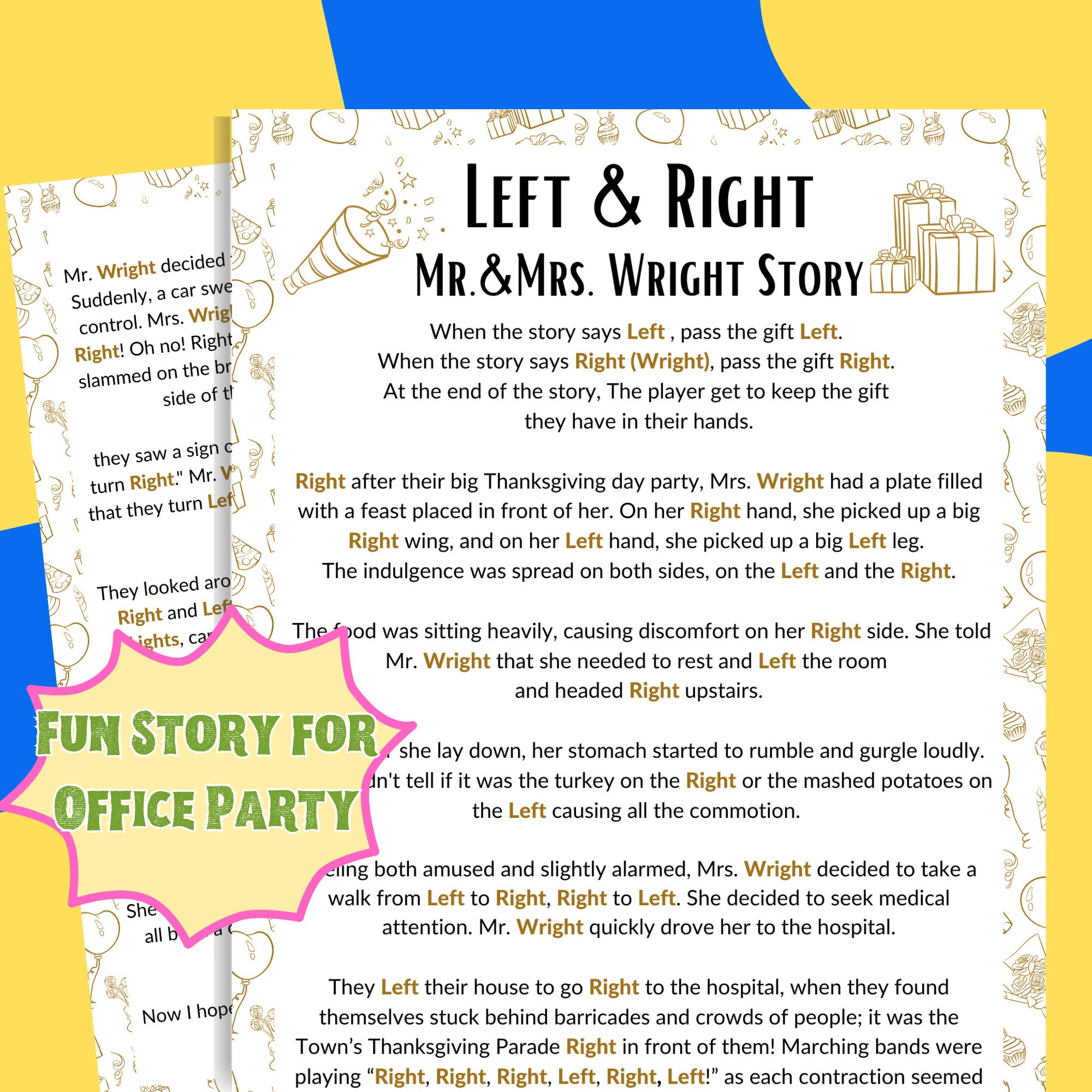 Left Right Game Office, Funny Story Left Right Game Any Occasion within Funny Left Right Game Story Any Occasion