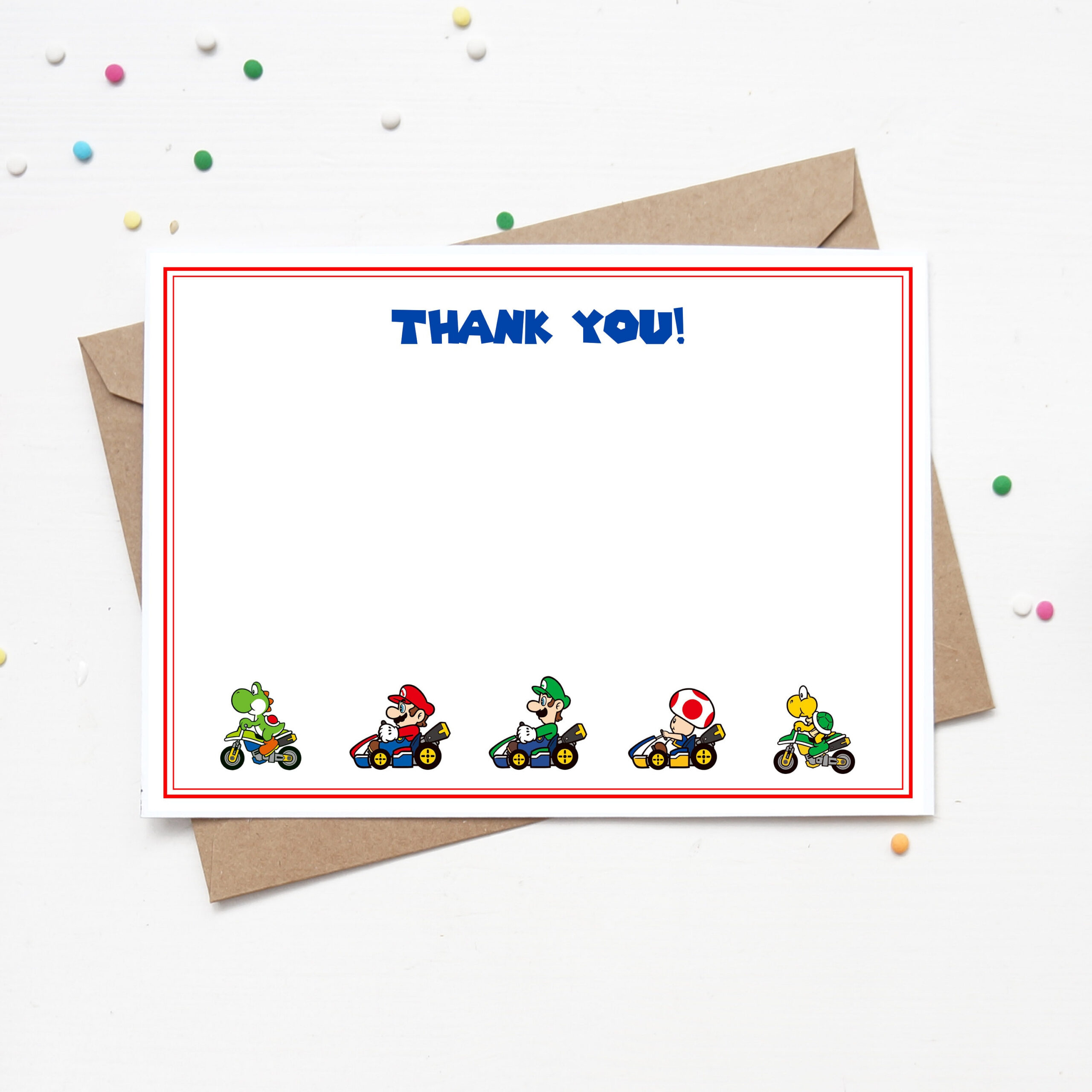 Mario Kart Thank You Card | Instant Download - Etsy.de for Mario Thank You Cards Printable
