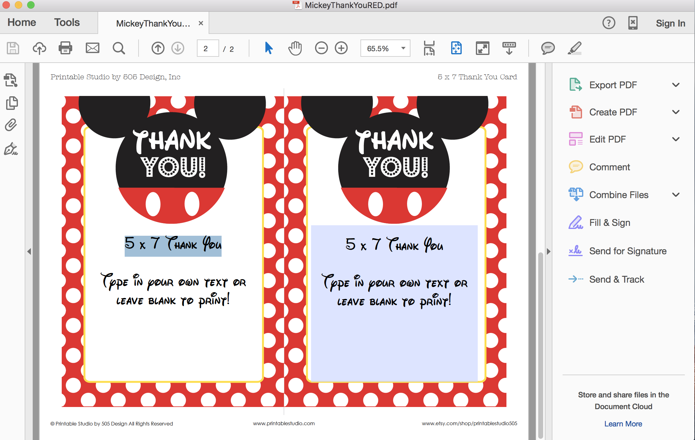 Mickey Mouse Thank You Card with Mickey Mouse Thank You Cards Printable