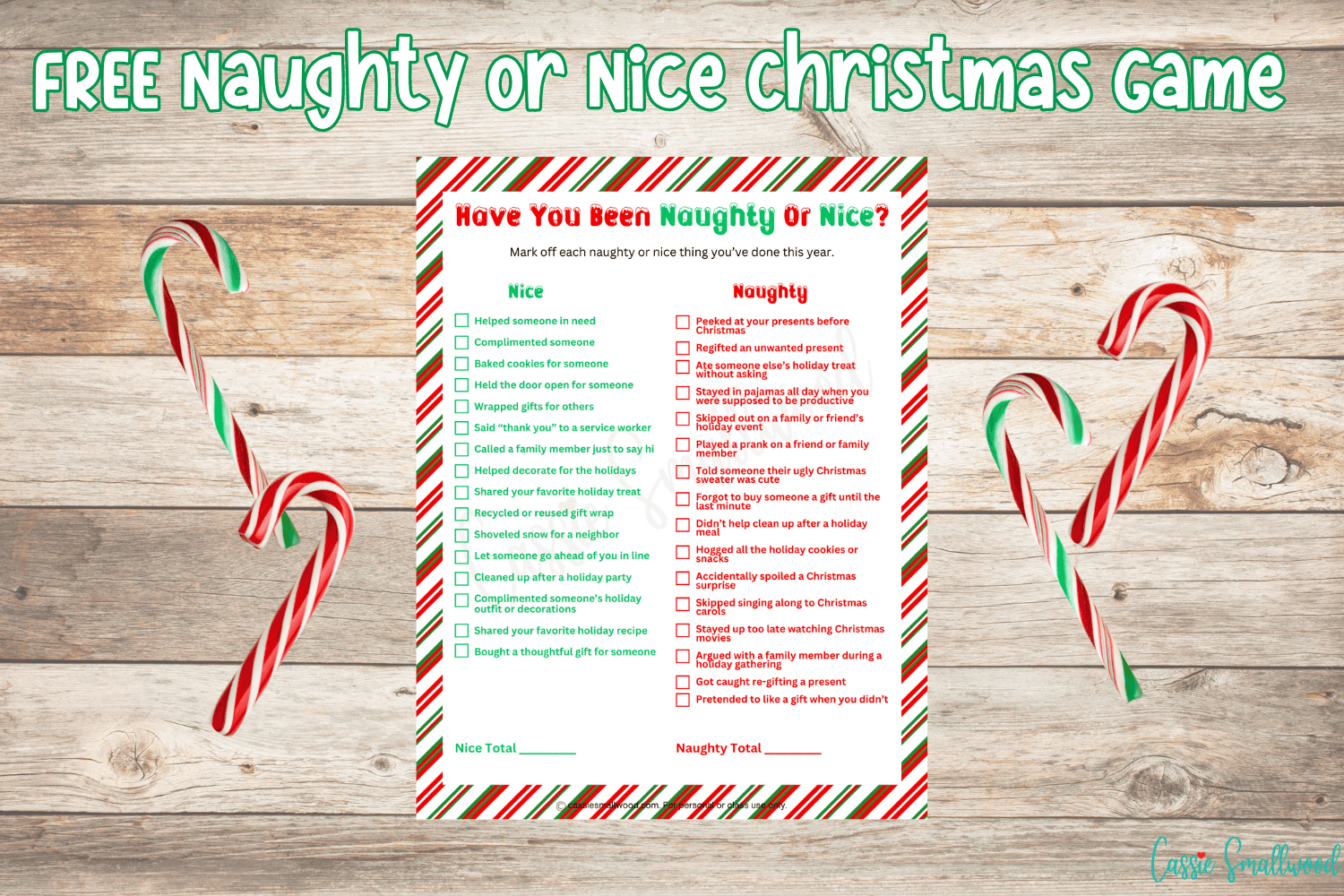 Naughty Or Nice Christmas Game (Free Printable) - Cassie Smallwood with Christmas Printable Games