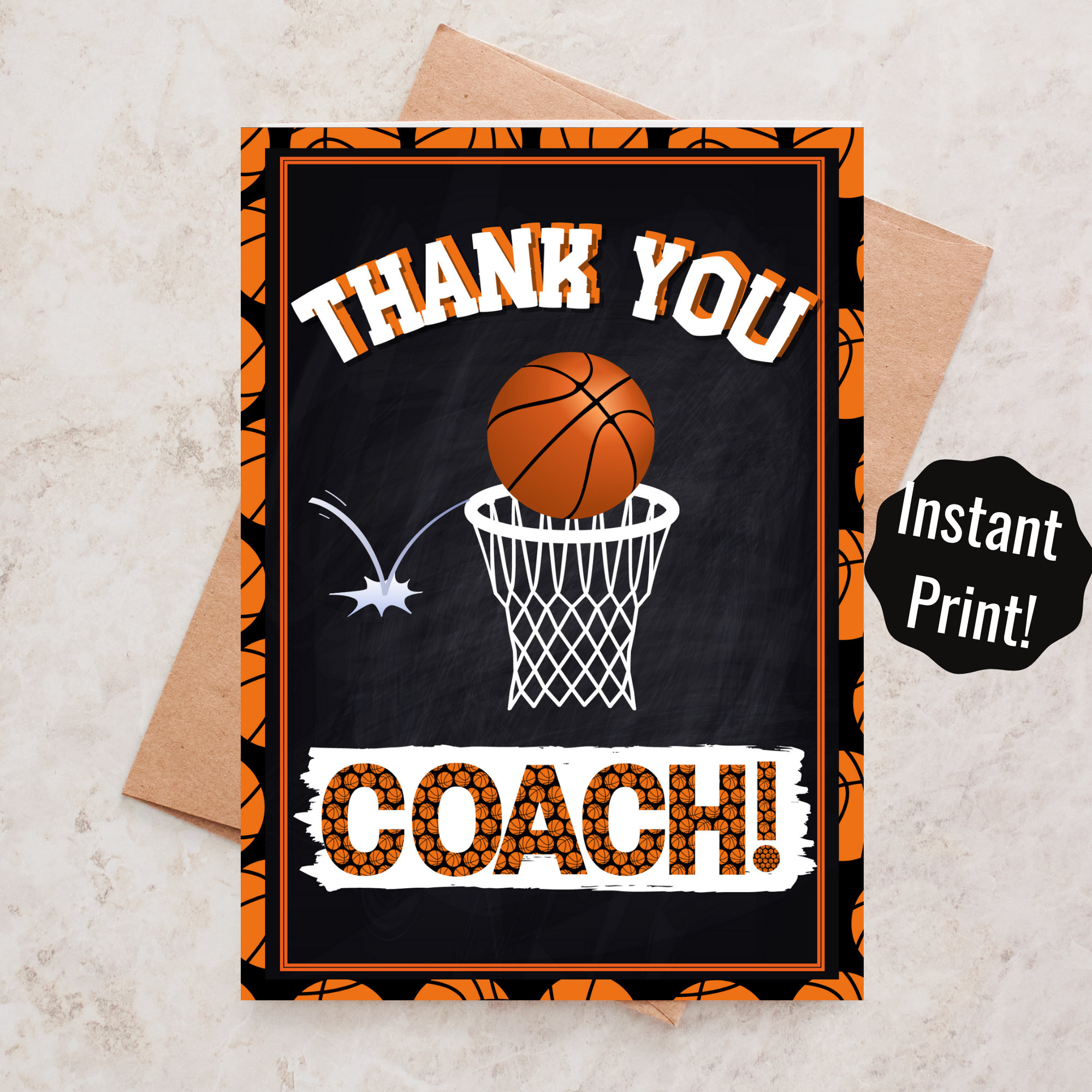Printable Basketball Coach Thank You Card, Basketball Thank You within Basketball Thank You Cards Printable