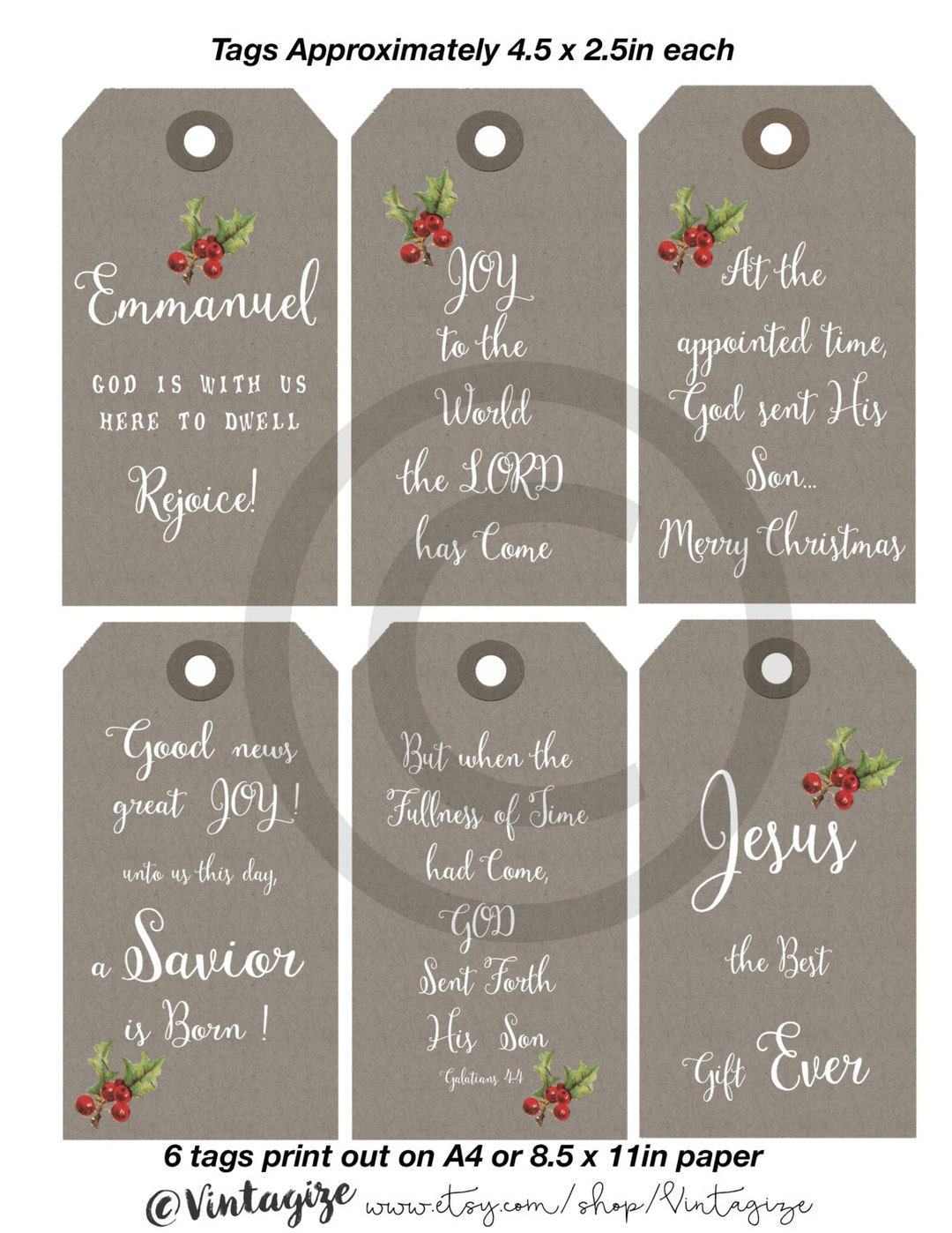 Printable Christmas Christian Religious Gift Tags. Neutral Kraft for Religious Christmas Gift Tags Printable