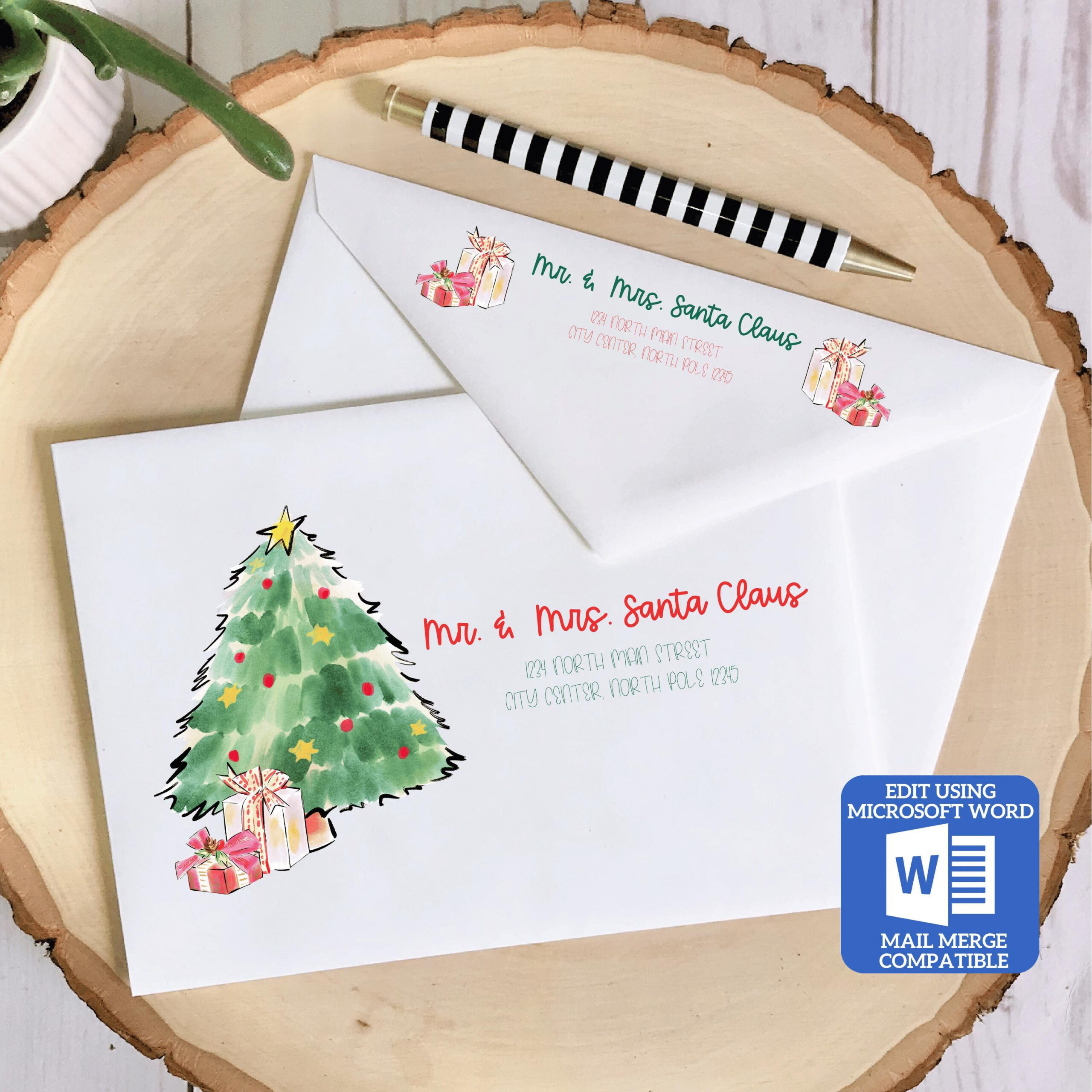 Printable Christmas Envelope Template | Christmas Tree Design within Printable Christmas Card Envelopes