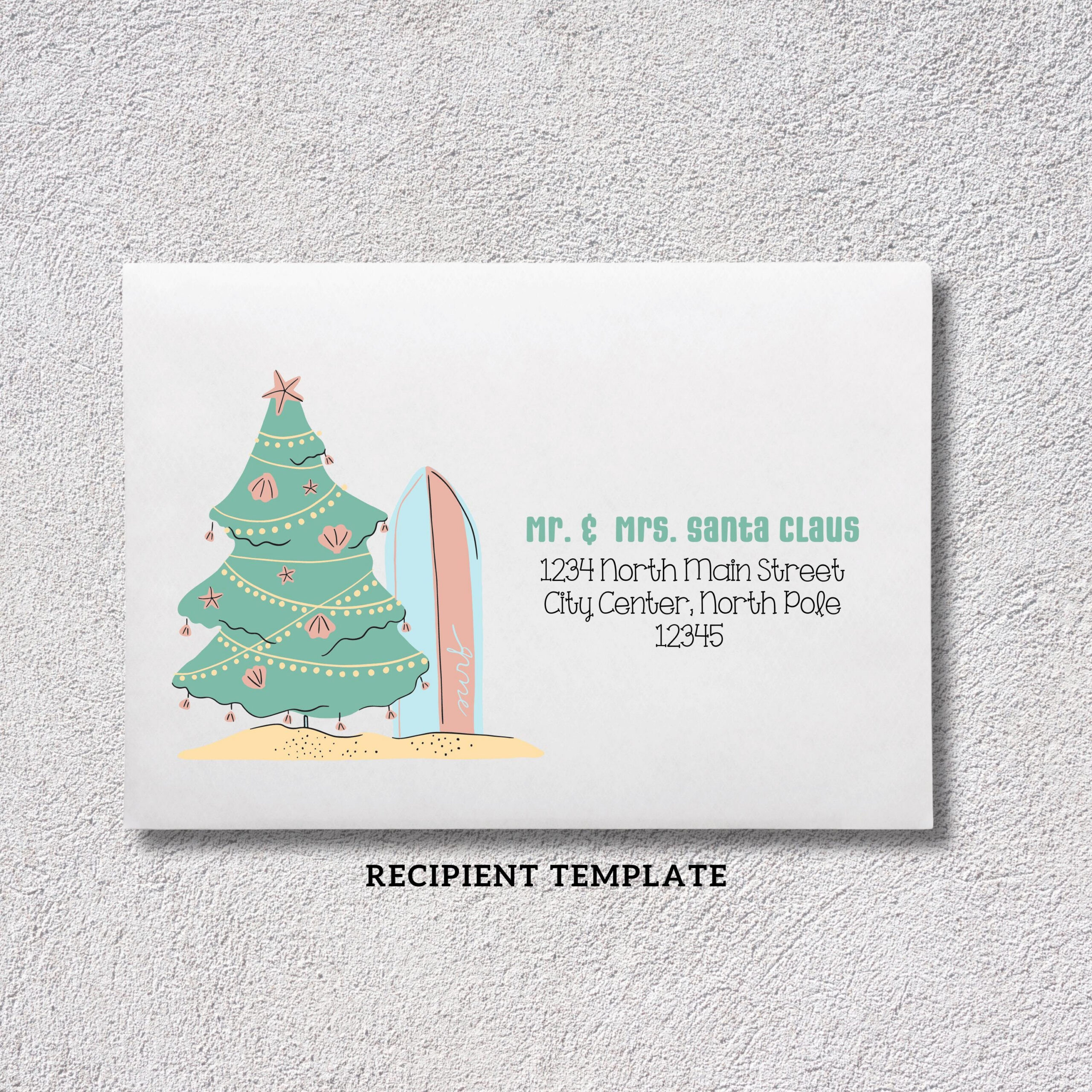 Printable Christmas Envelope Template | Hawaiian Holiday Design with regard to Printable Christmas Card Envelopes 5X7