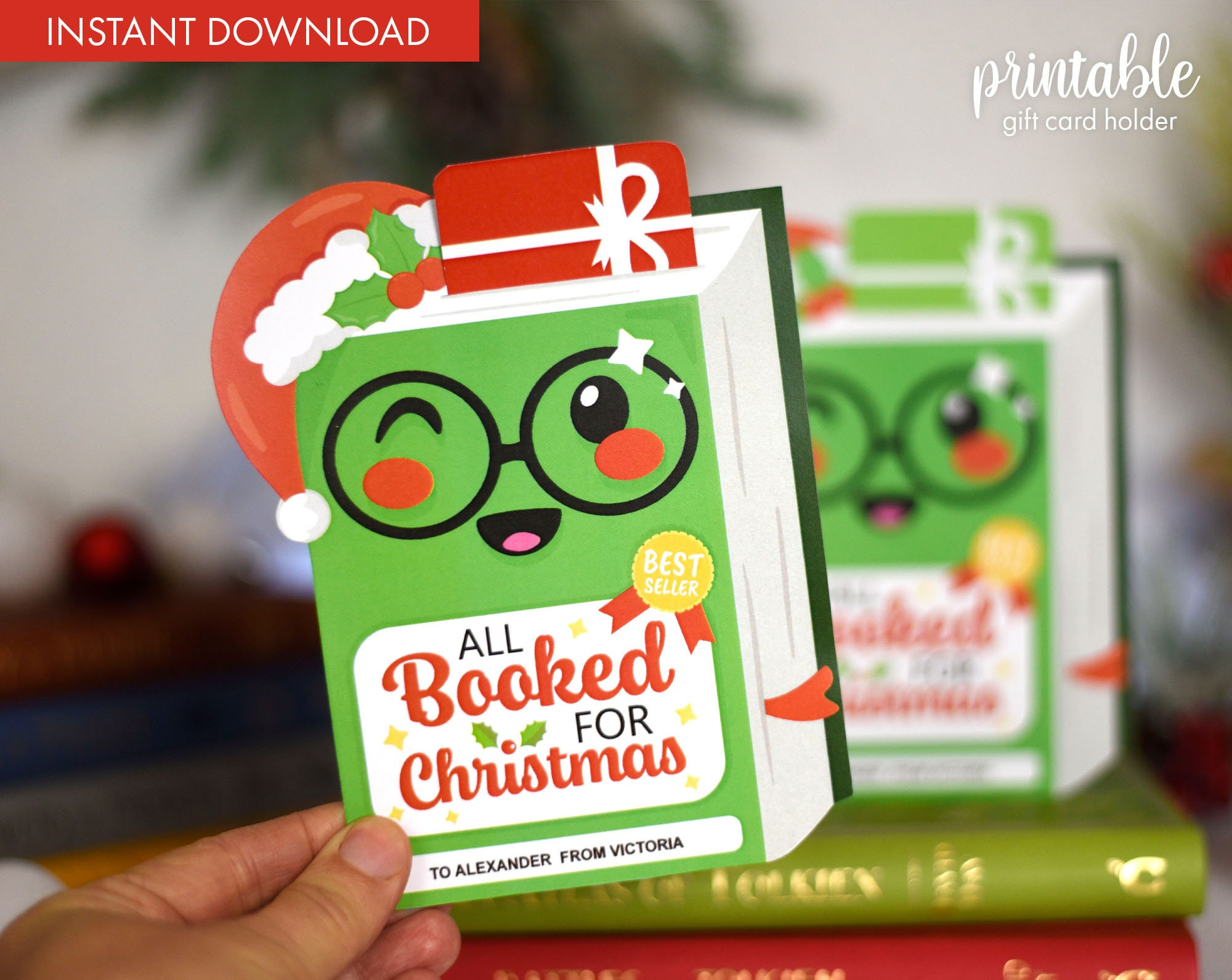 Printable Christmas Gift Card Holder | Book Gift Card Holder inside Kindle Gift Card Printable Christmas