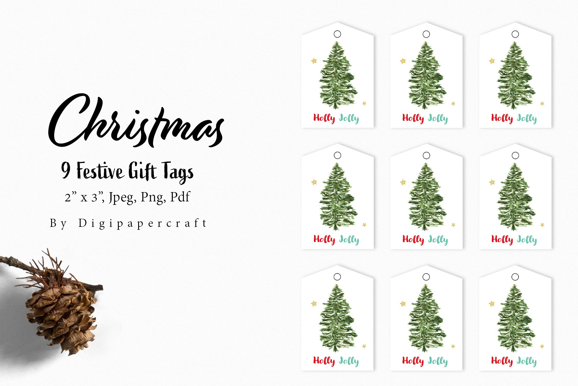 Printable Christmas Gift Tags, Christmas Tree Tags, Stickers with Christmas Tree Tags Printable