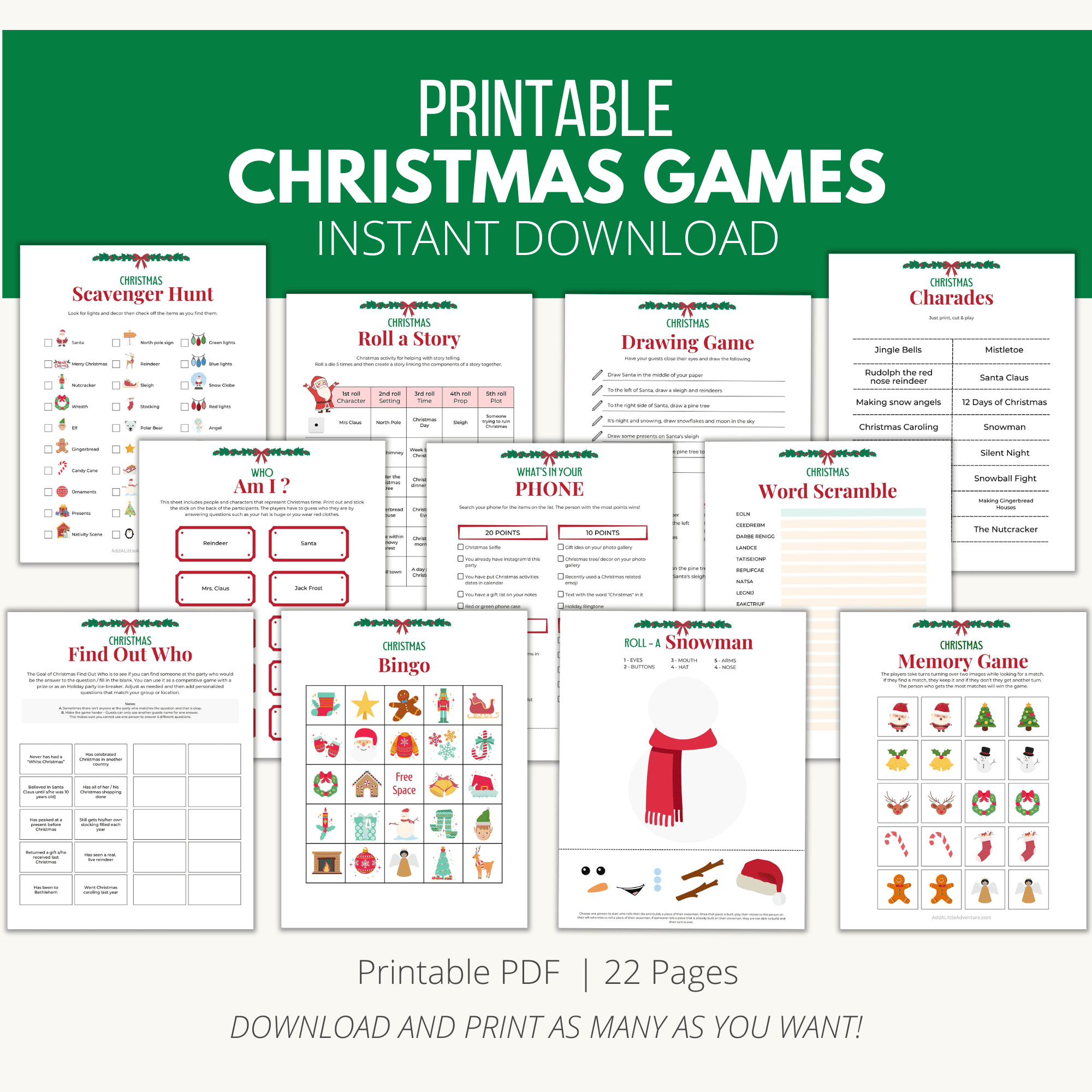 Printable Christmas Party Games {Downloadable Pdf} - Add A Little intended for Christmas Printable Games