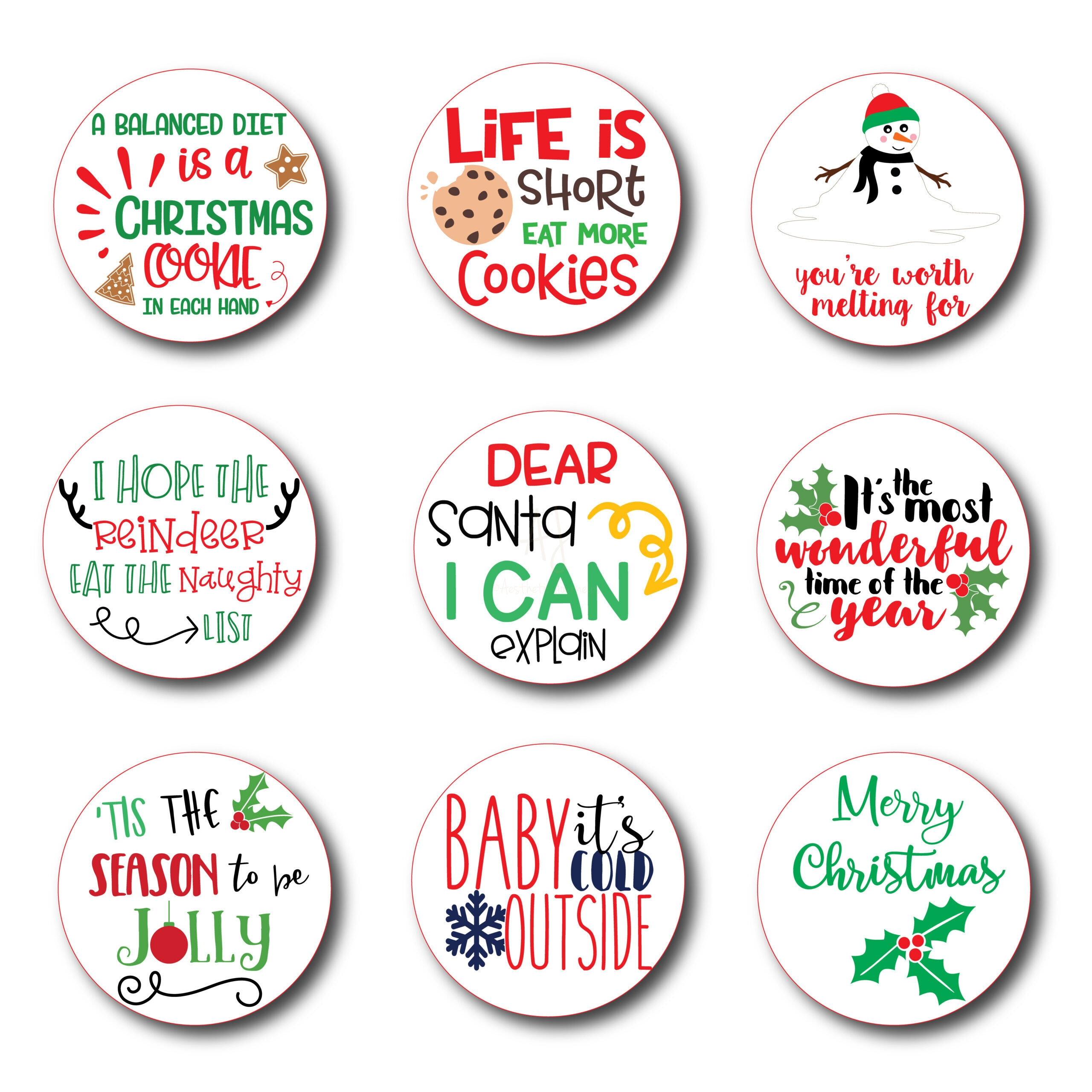Printable Christmas Sticker With Cute Sayings with Christmas Printable Stickers