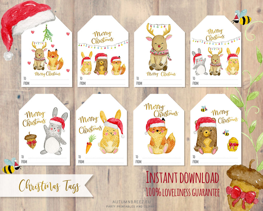 Printable Christmas Tags With Cute Woodland Animals within Cute Christmas Gift Tags Printable