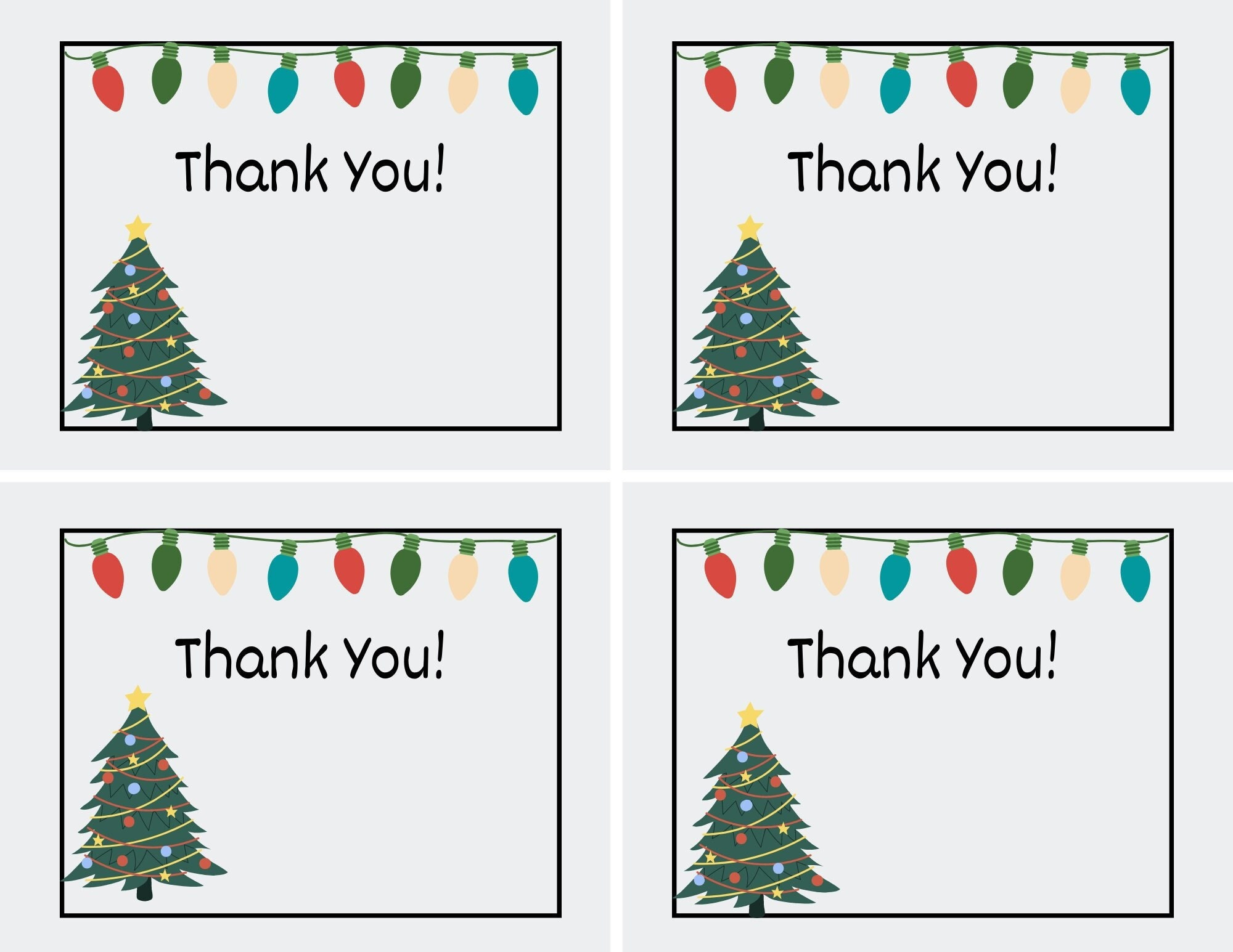 Printable Christmas Thank You Cards For Teachers, Students, Or with regard to Christmas Thank You Cards Printable