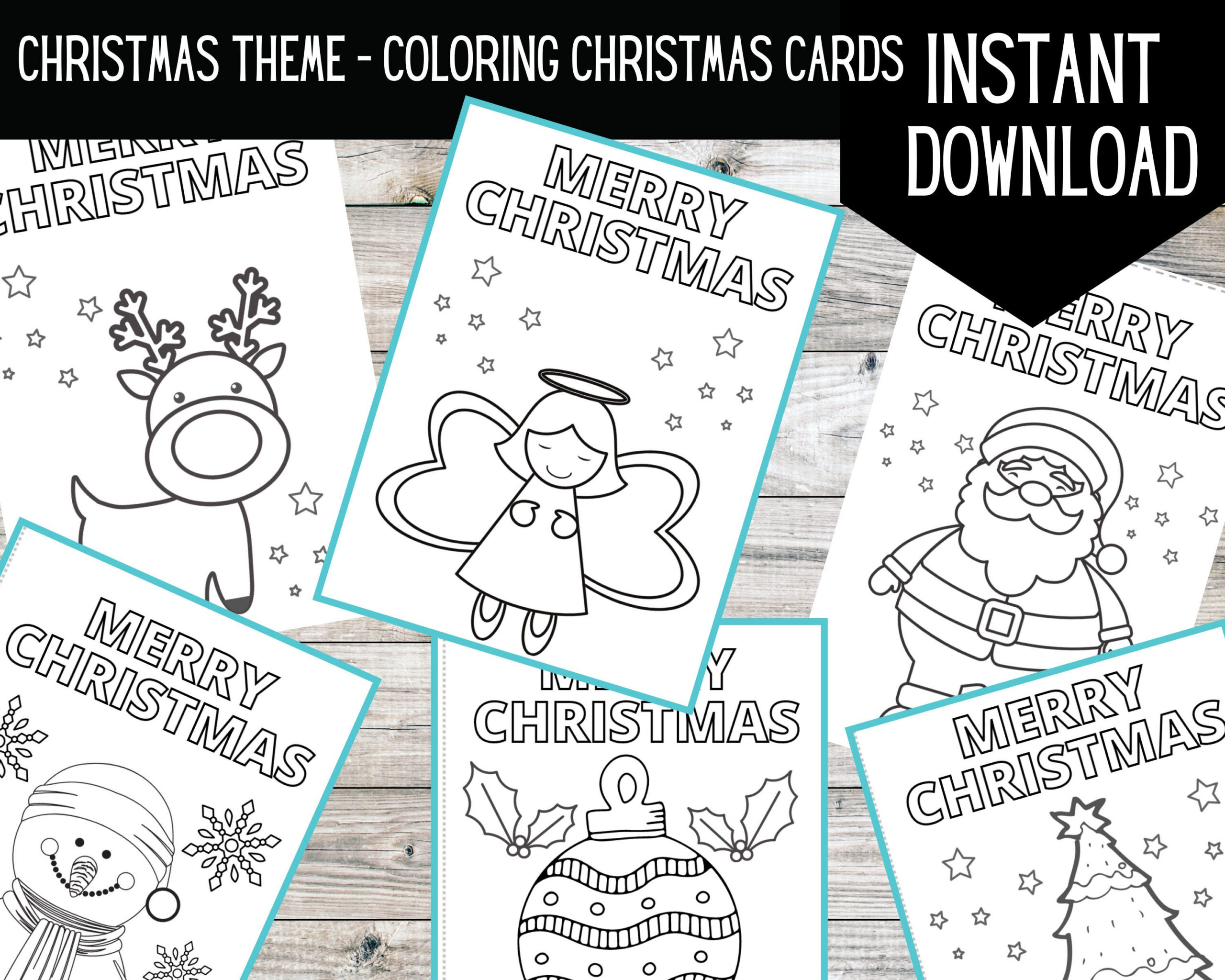 Printable Colouring Christmas Cards | Digital Download | Christmas intended for Printable Christmas Card For Kids to Color
