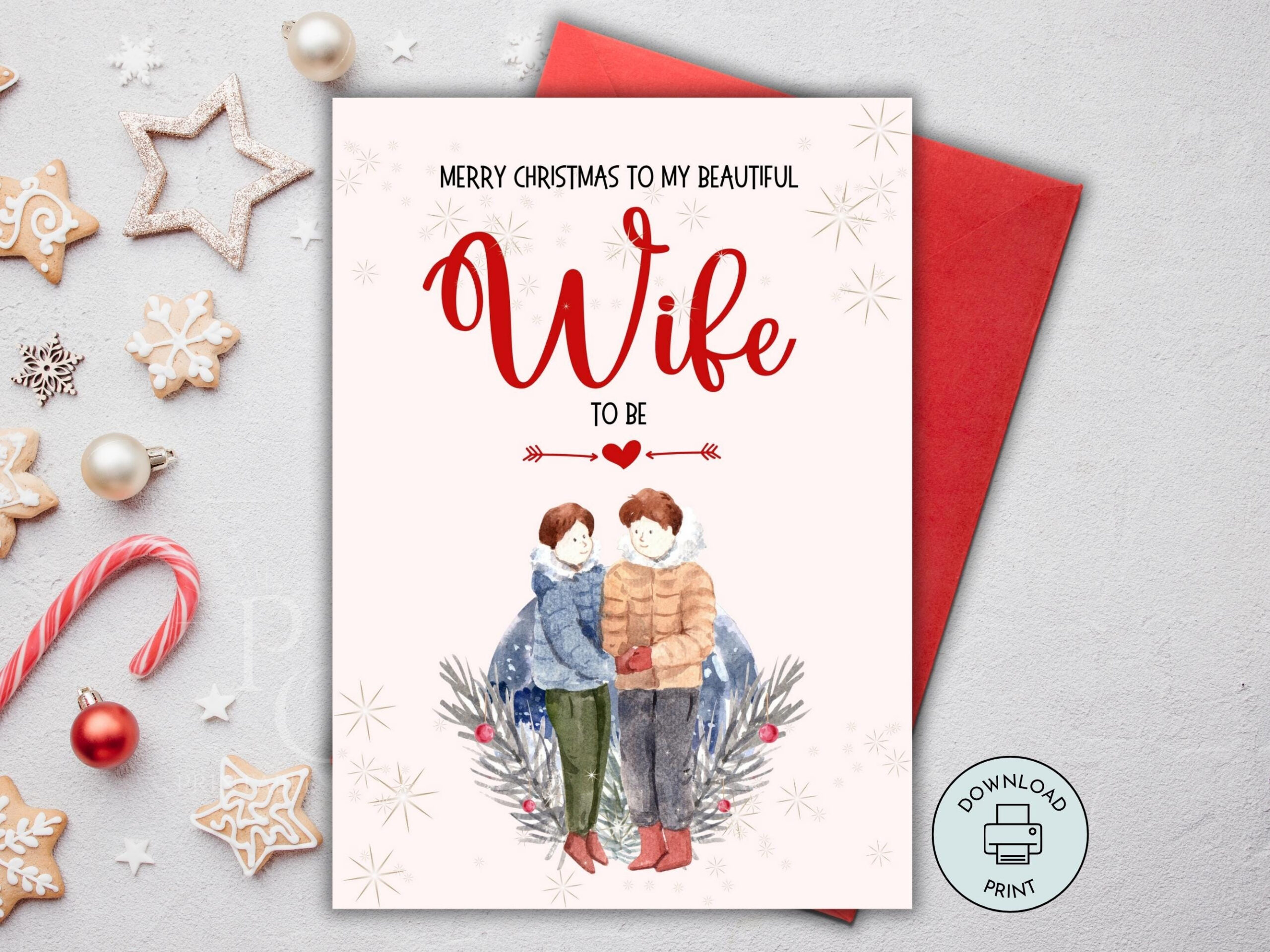 Printable Romantic Christmas Card For Wife To Be, Fiancée within Printable Christmas Card For My Wife
