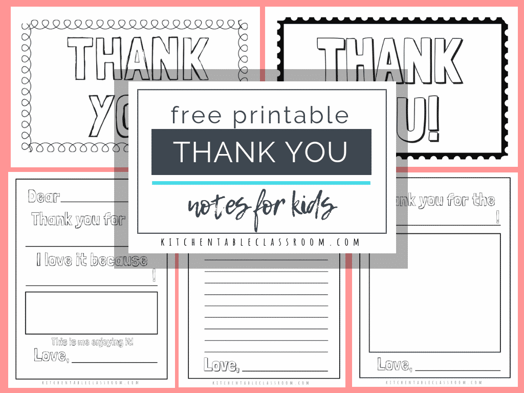 Printable Thank You Cards For Kids - The Kitchen Table Classroom within Kid Thank You Cards Free Printable