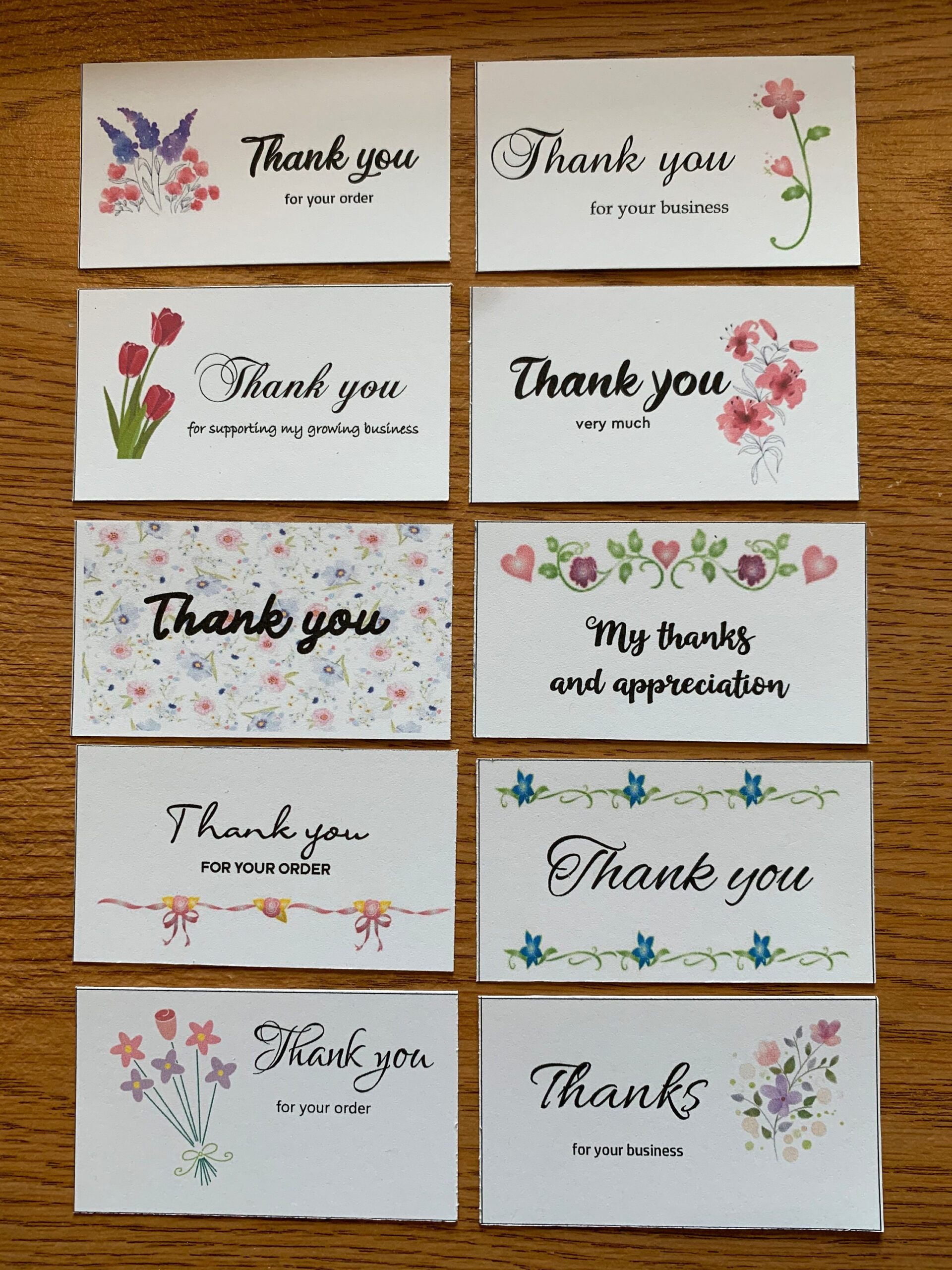 Printable Thank You For Your Order Cards, Set Of 10, Mini Cards intended for Mini Thank You Cards Printable