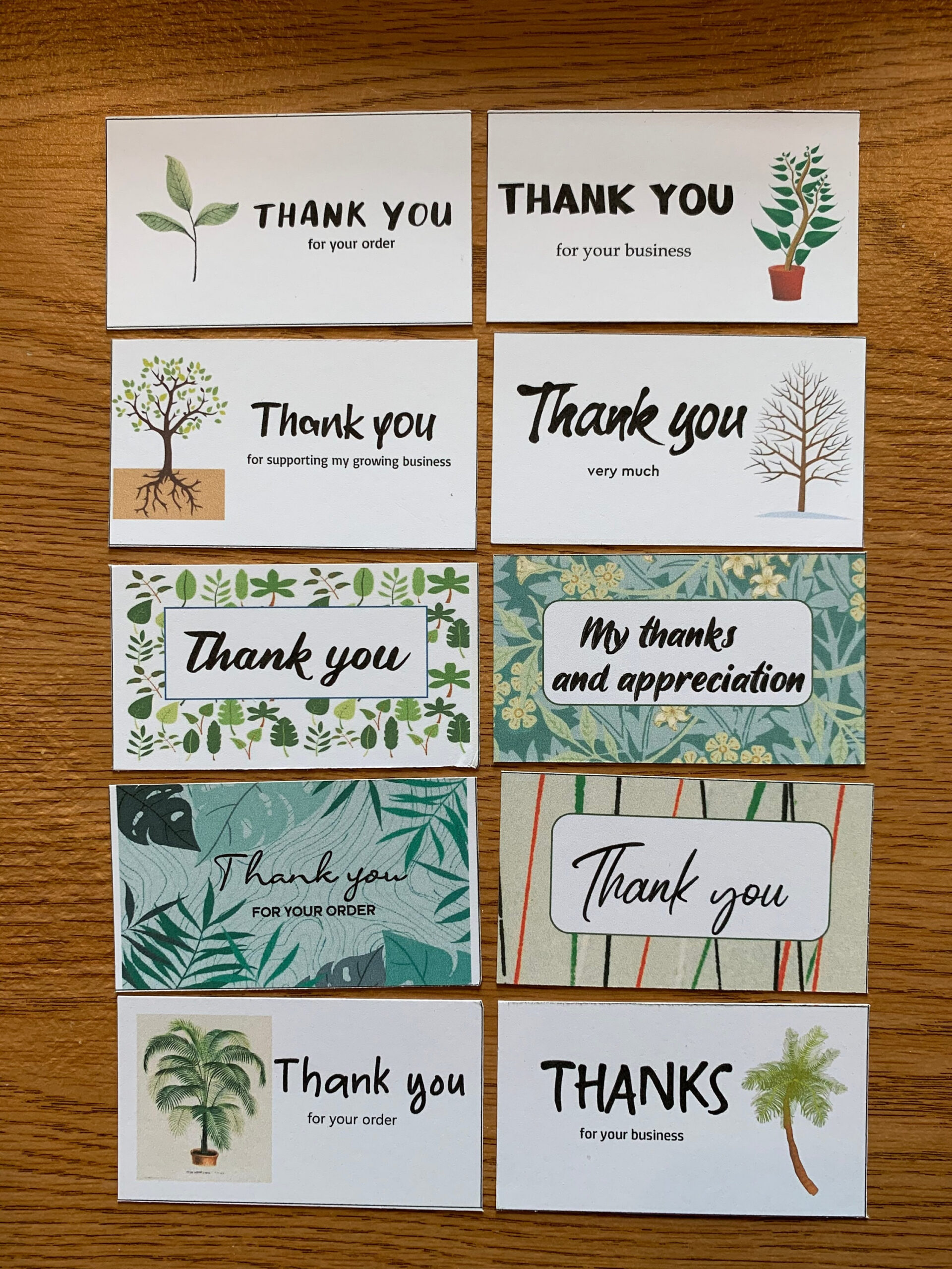 Printable Thank You For Your Order Cards, Set Of 10, Mini Cards regarding Thank You Cards Printable For Business