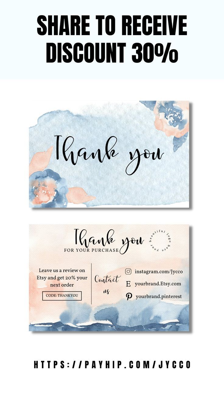 Printable Thank You For Your Purchase Card with Pinterest Thank You Cards Printable