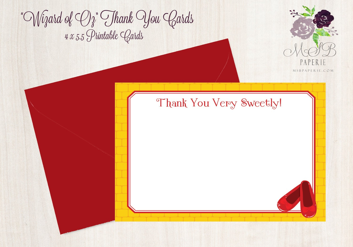 Printable Wizard Of Oz Inspired Thank You Or Personalized Note with Wizard of Oz Thank You Cards Printable