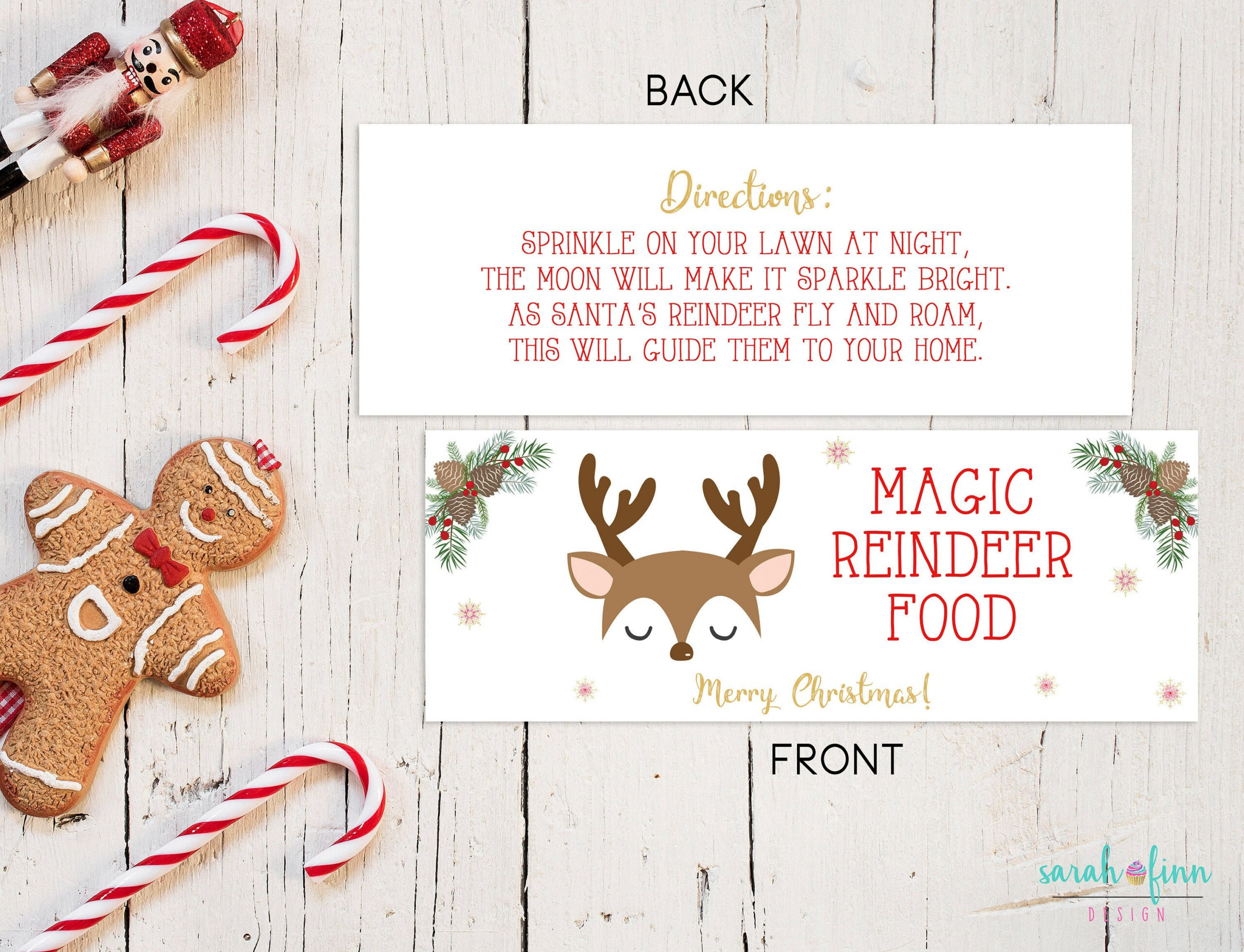 Reindeer Food Bag Topper Printable File Instant Download School intended for Reindeer Food Free Printable Bag Topper