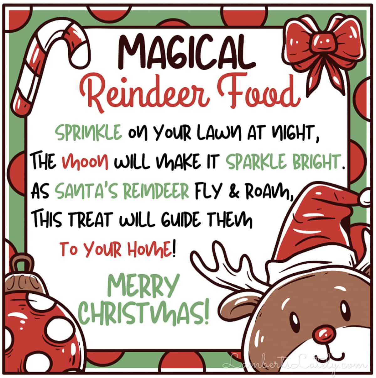 Reindeer Food Recipe & Poem Printable | Lamberts Lately with regard to Printable Reindeer Food Recipes