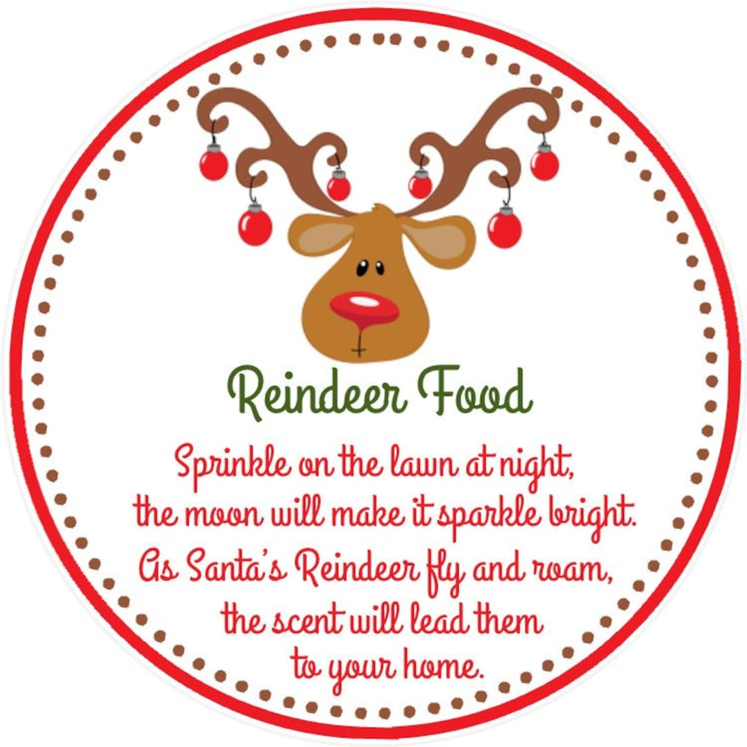 Reindeer Food Tags - Printable File - Instant Download / Reindeer with Reindeer Food Printable Label