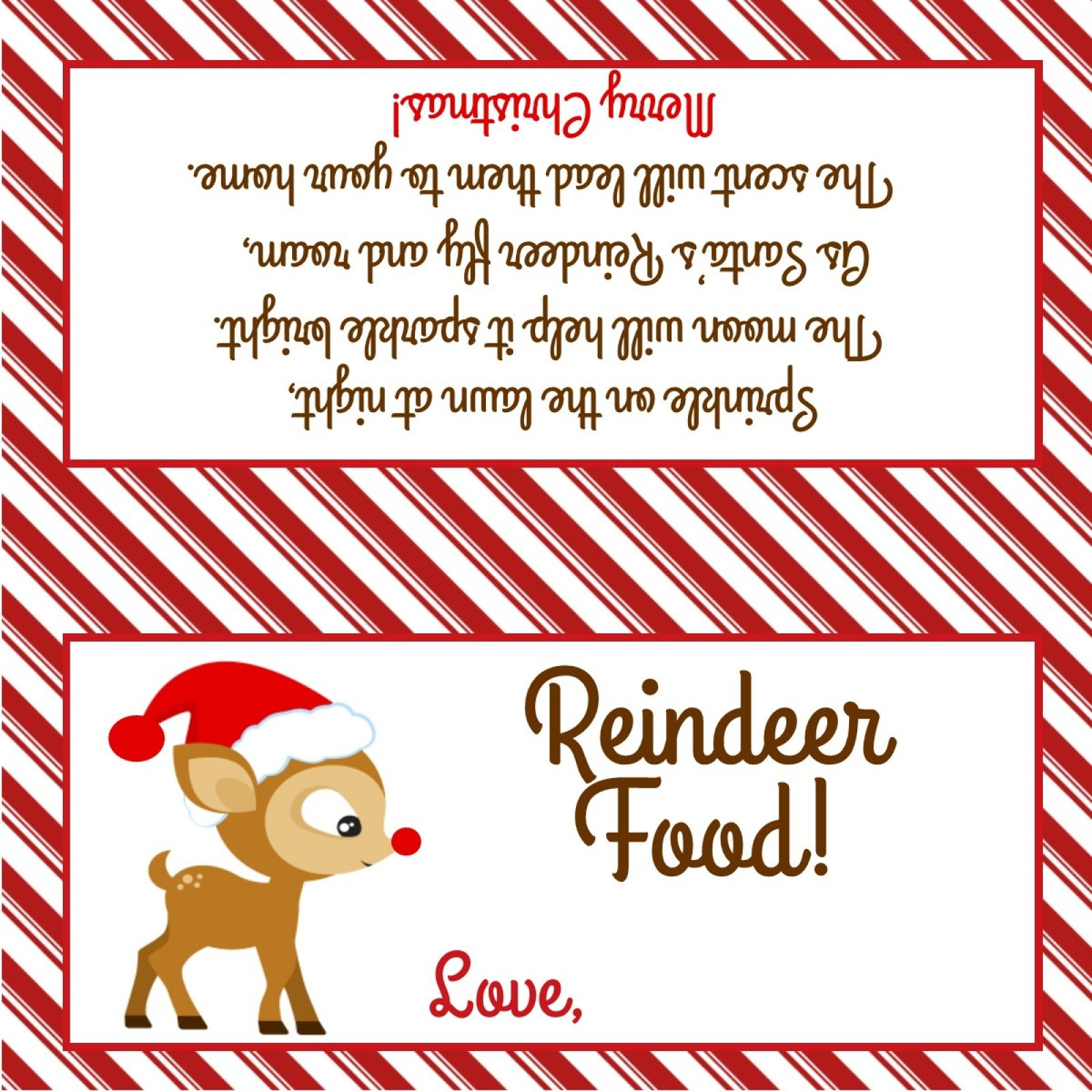 Reindeer Food - Treat Bag Topper - Digital File - You Print! pertaining to Free Reindeer Food Printable Bag Topper