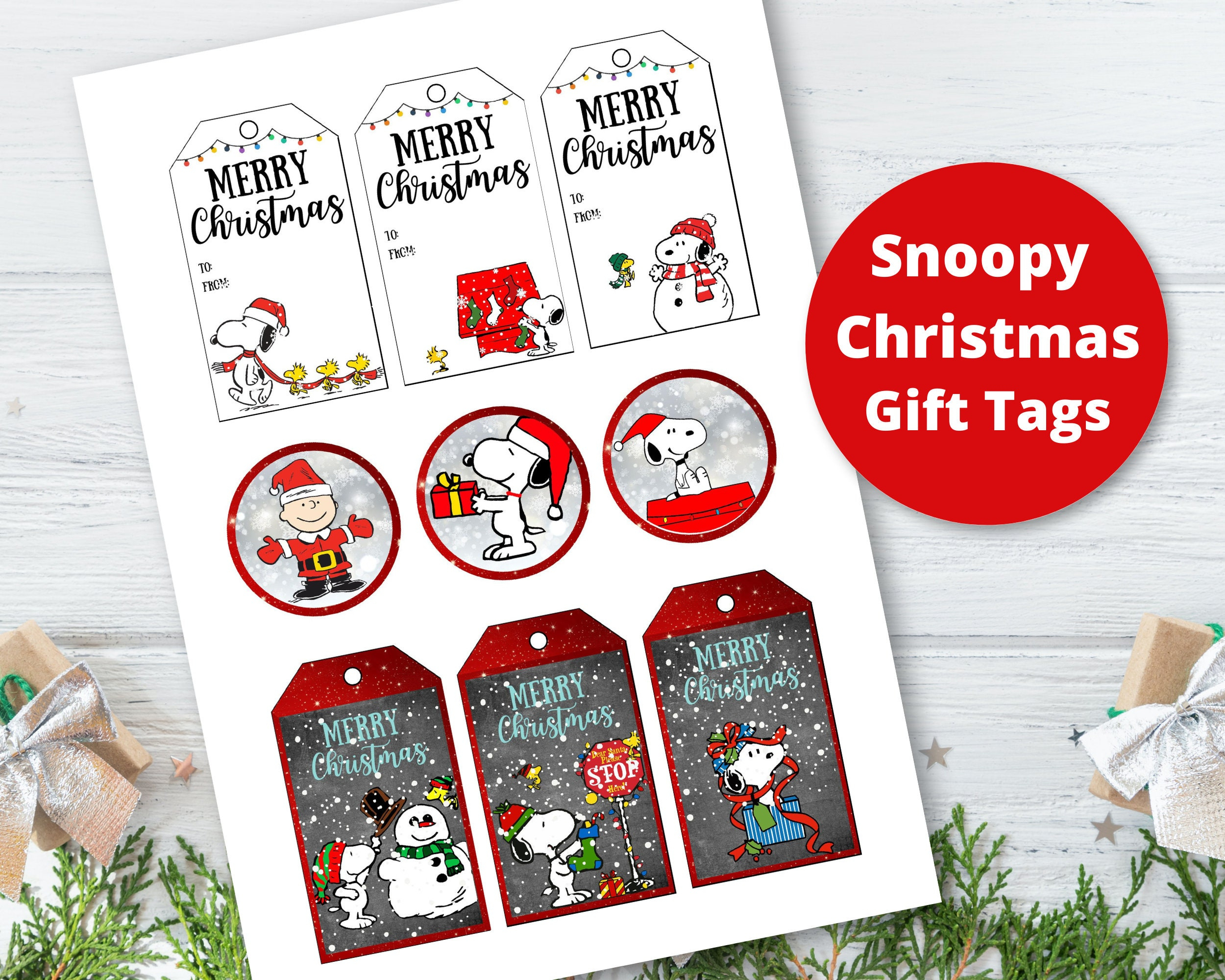 Snoopy Christmas Gift Tags - Etsy Canada for Printable Christmas Tags Snoopy