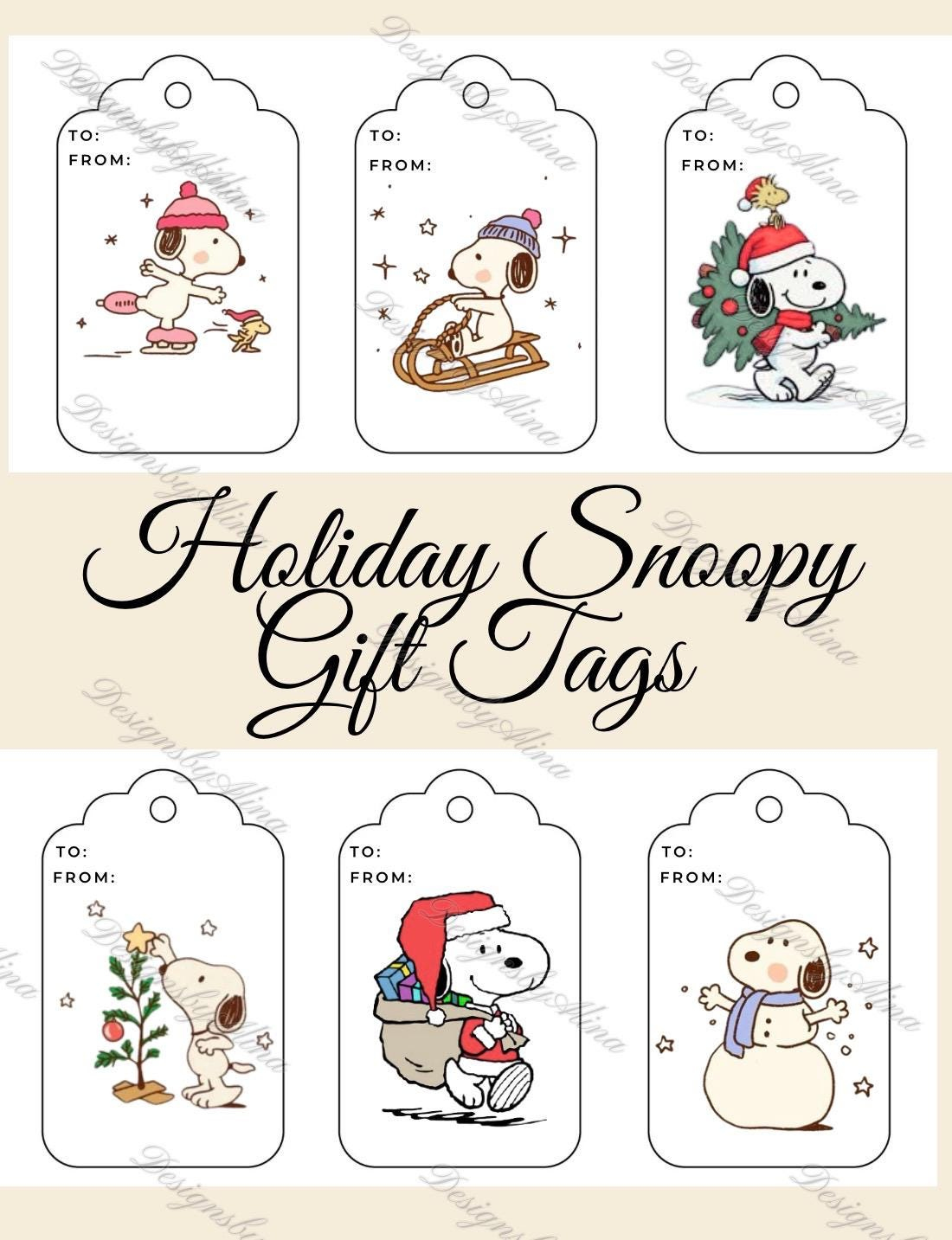 Snoopy Printables - Etsy pertaining to Printable Christmas Tags Snoopy