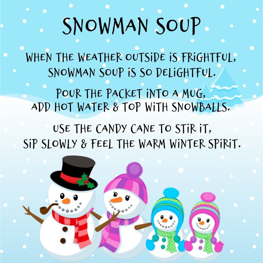 Snowman Soup Favor Tags ( You Print) - Printable File - Instant with regard to Snowman Soup Printable Labels