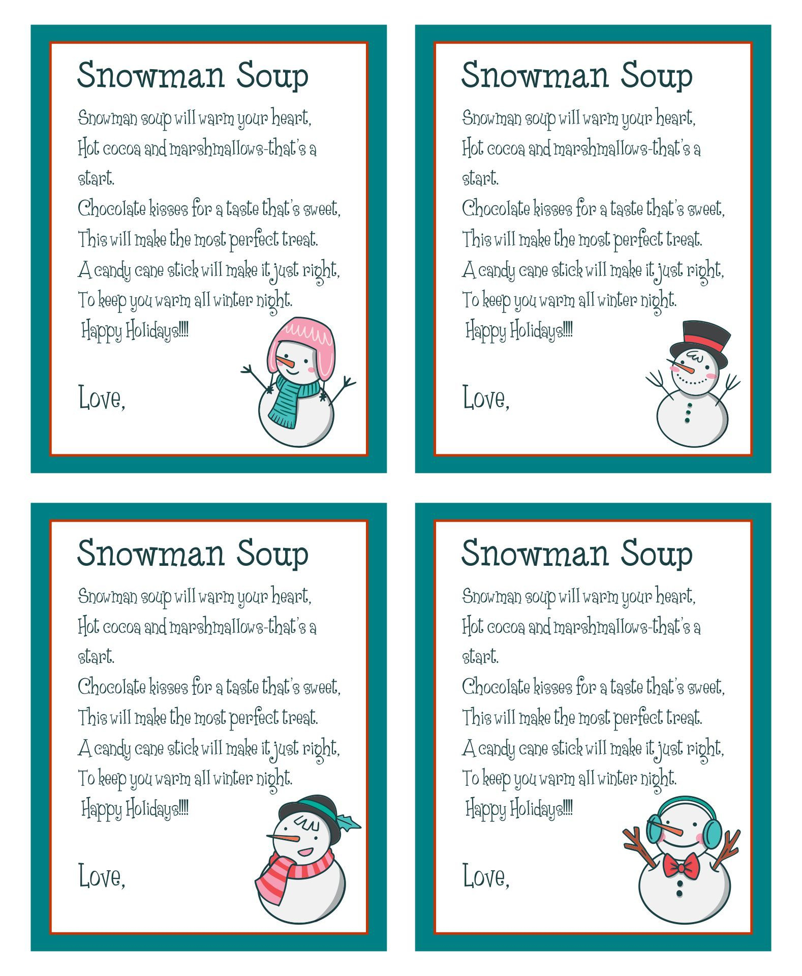 Snowman Soup Labels - 10 Free Pdf Printables | Printablee in Free Snowman Soup Printable Labels