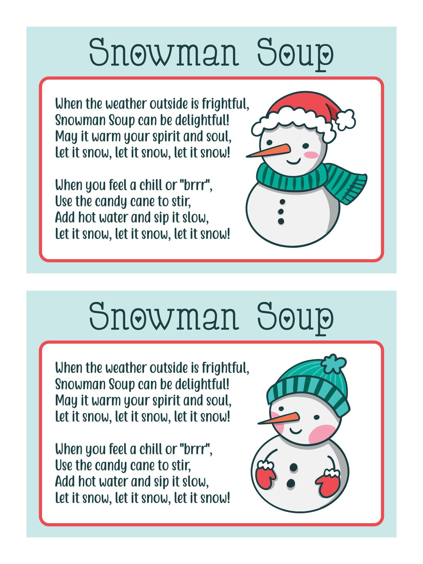 Snowman Soup Labels - 10 Free Pdf Printables | Printablee with regard to Free Snowman Soup Printable Labels